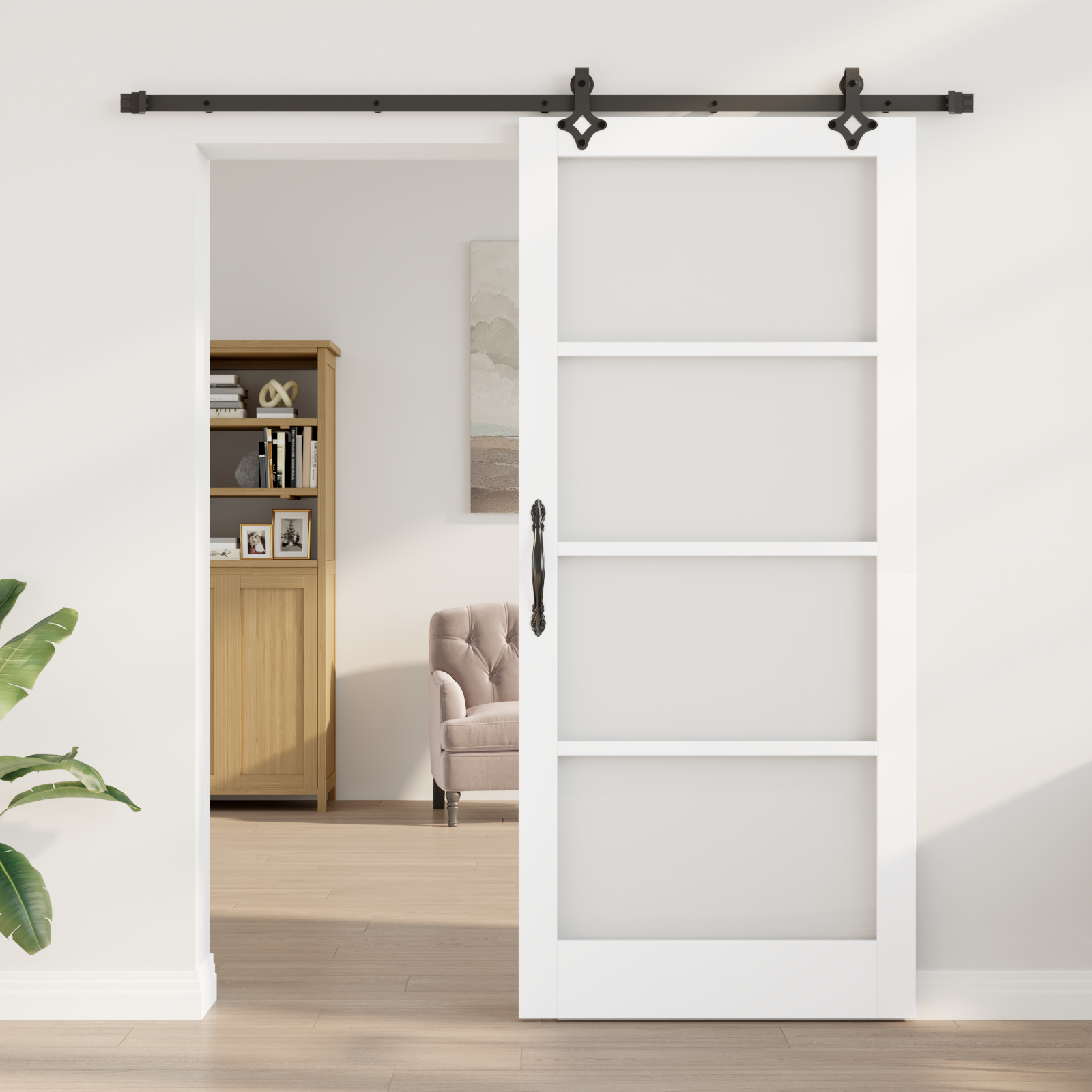 vidaXL Schuifdeur met Bevestigingsset 'ORKDAL'Wit Massief Hout & Glas
