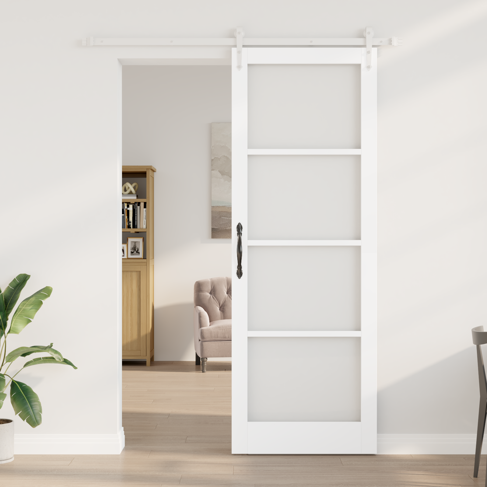 vidaXL Schuifdeur met Hardware Set Wit 83x232 cm Massief Hout