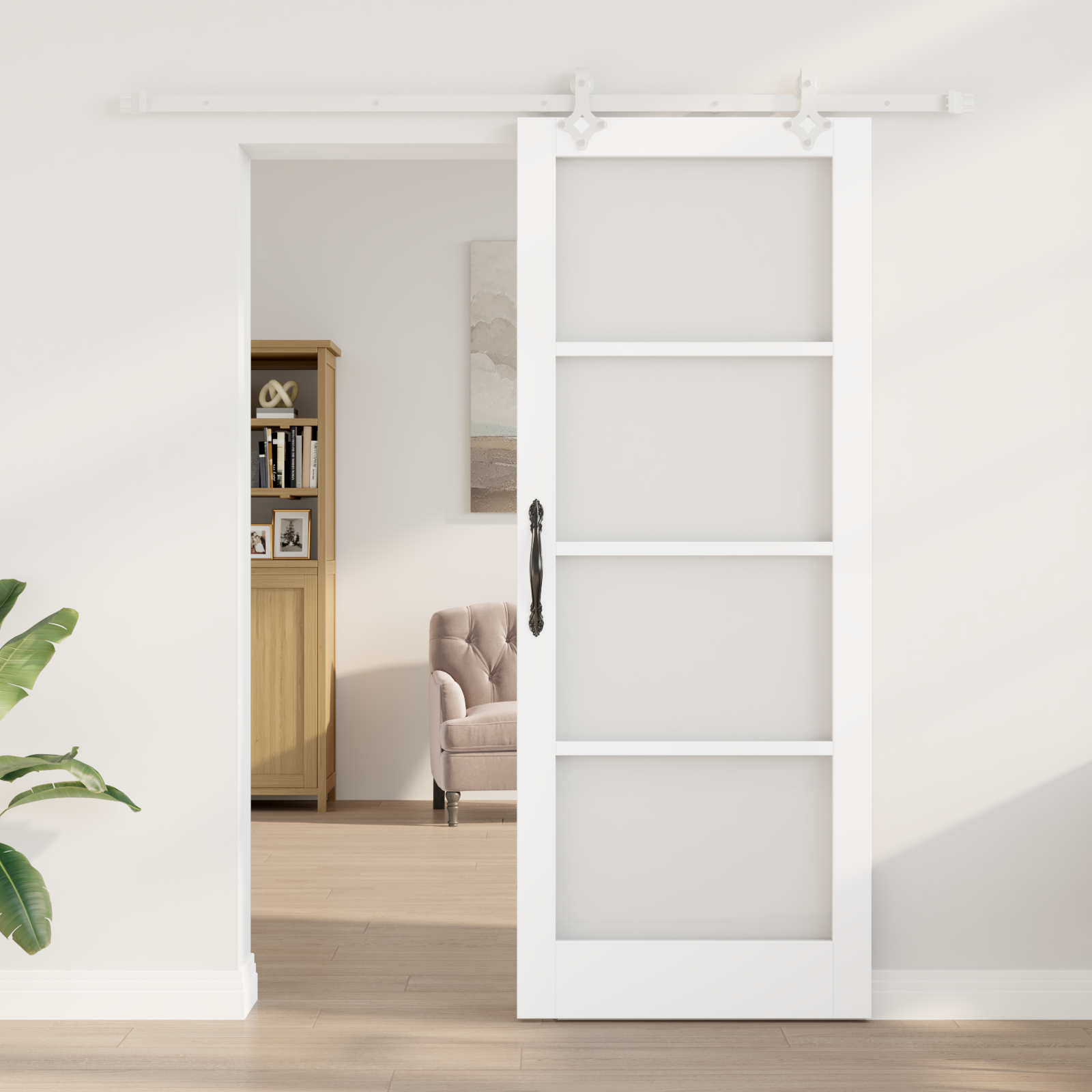 vidaXL Schuifdeur met Hardware Set Wit 83x211 cm Massief Hout