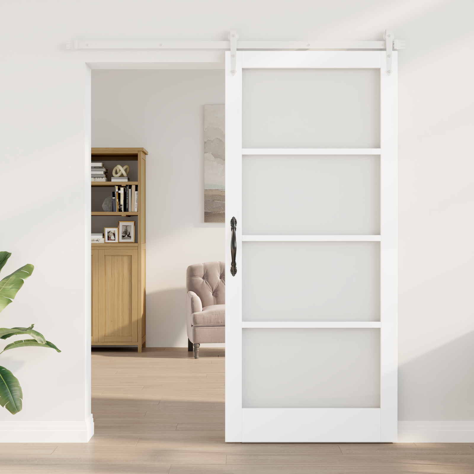 vidaXL Schuifdeur met hardware set wit 93x211 cm massief vurenhout