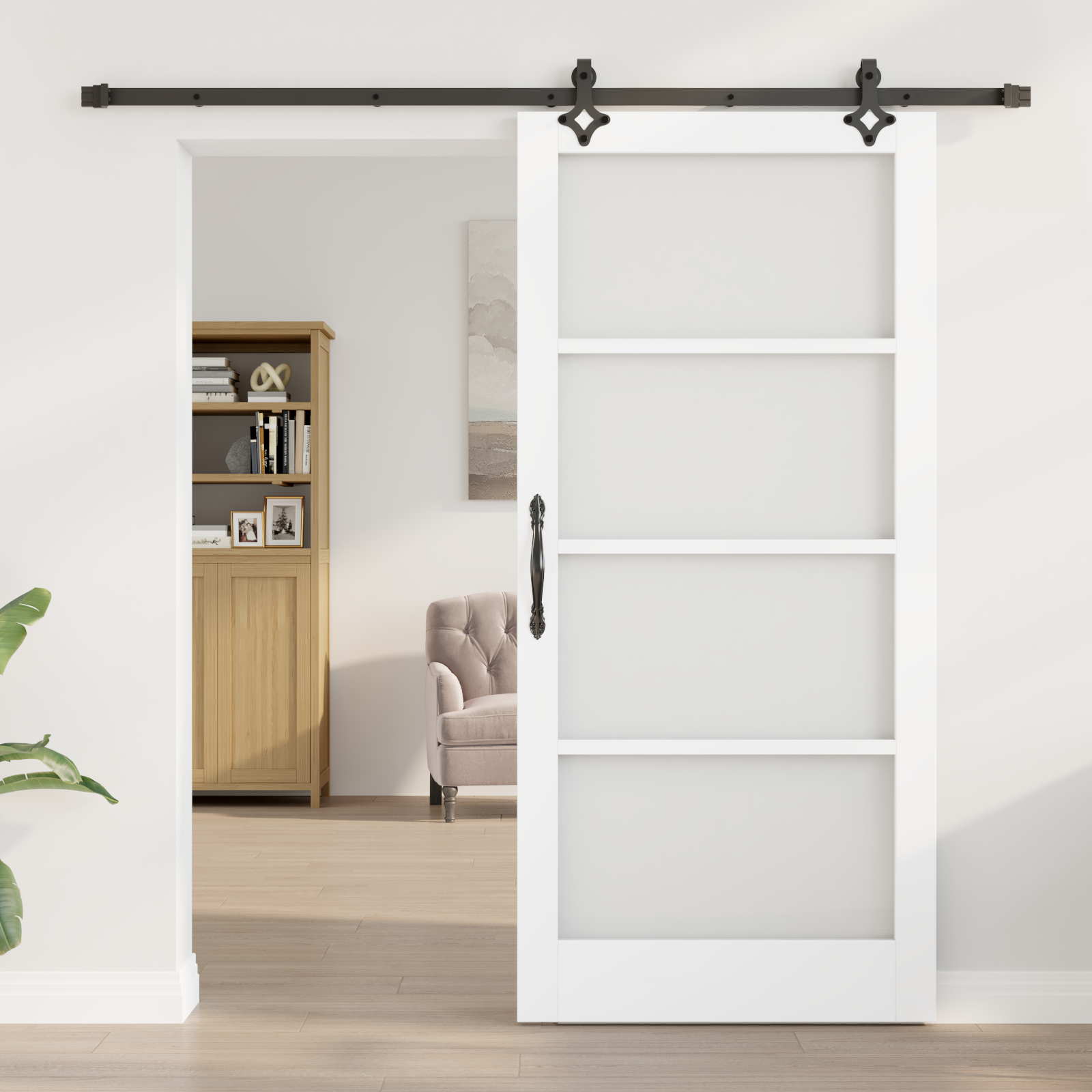 vidaXL Schuifdeur met Hardware Set Wit 93x202 cm Massief Vurenhout