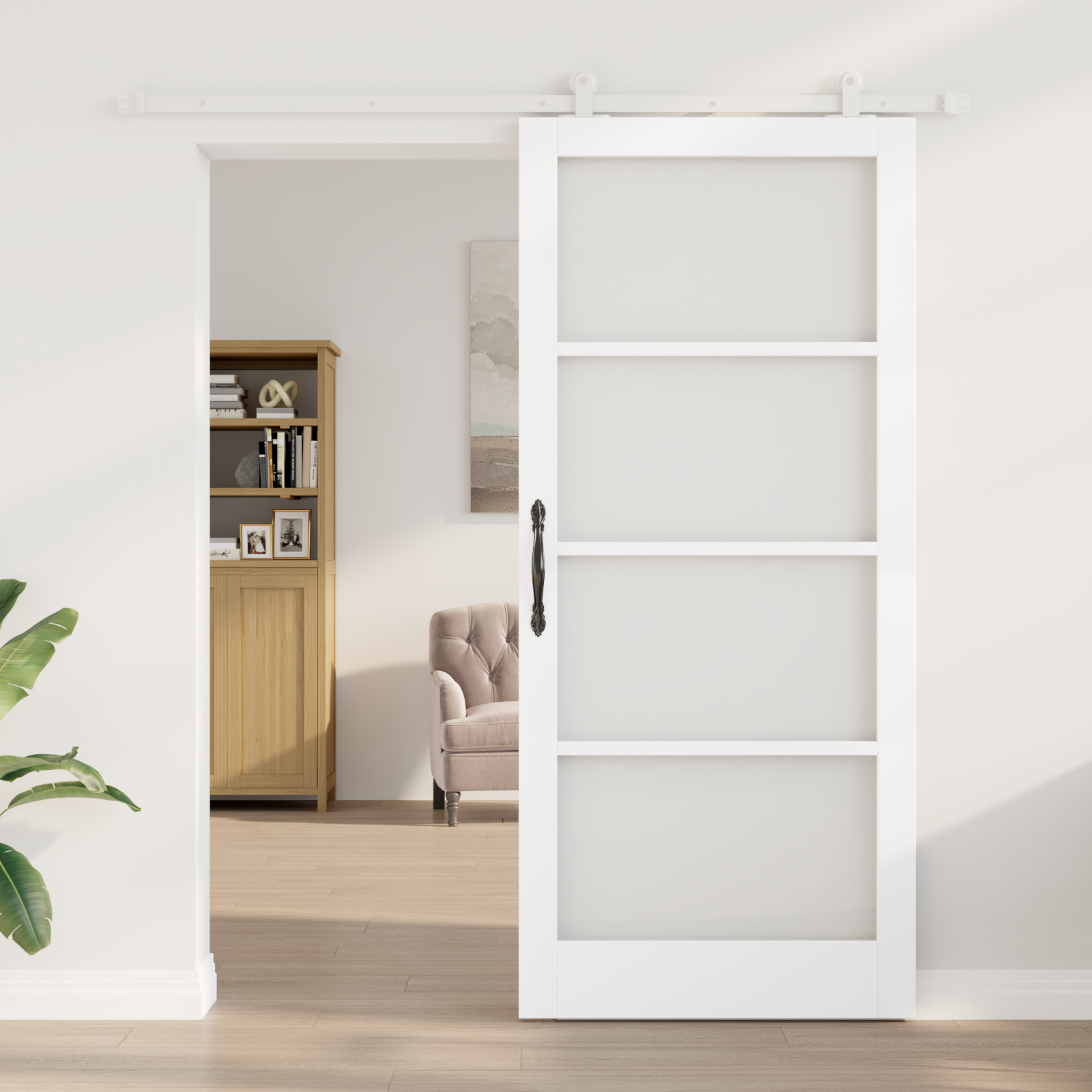 vidaXL Schuifdeur met Bevestigingsset 'ORKDAL'Wit Massief Hout & Glas