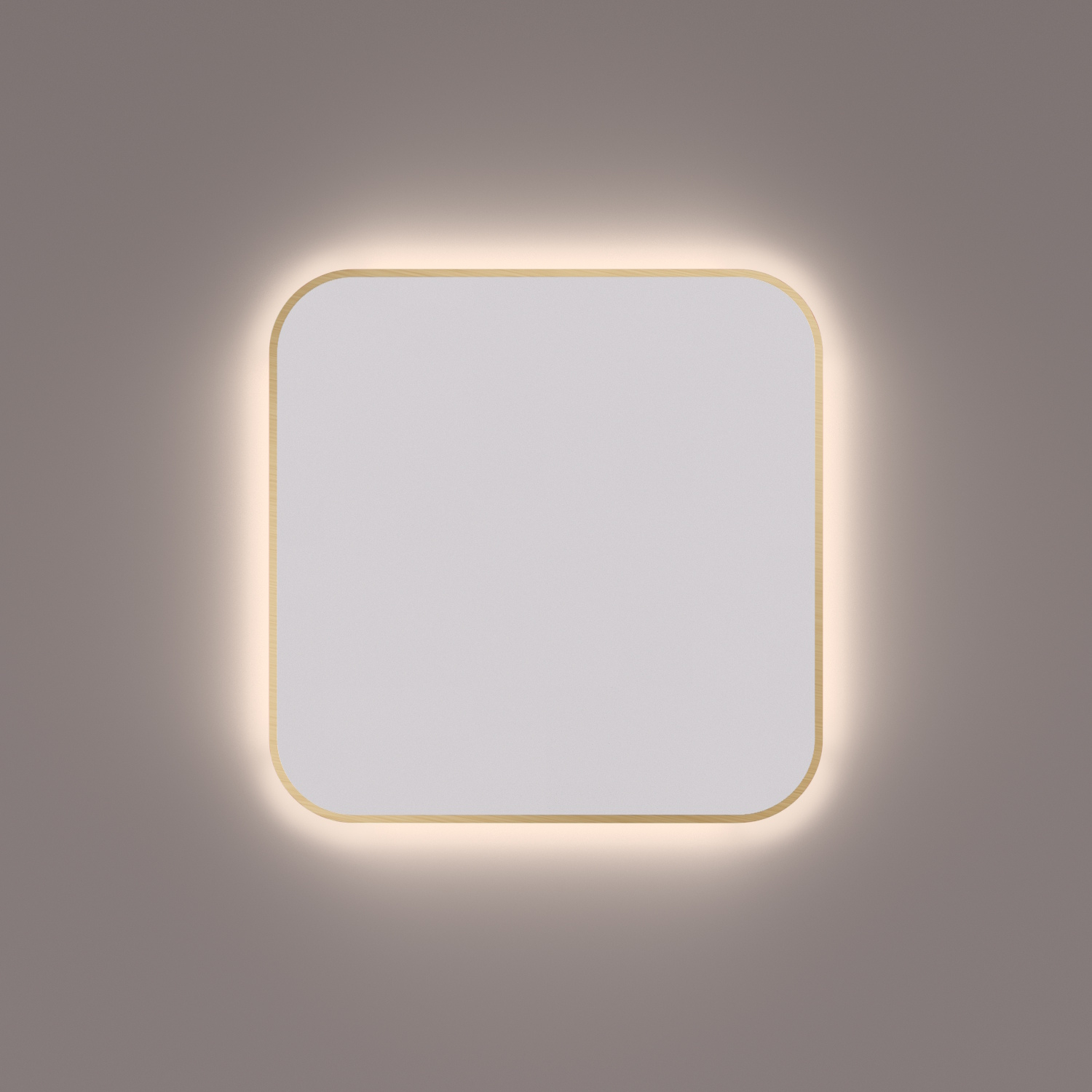 Hipp Design Toiletspiegel  SPM T06 Rechthoek 35x35 cm Met Afgeronde Hoeken En Verlichting Messing