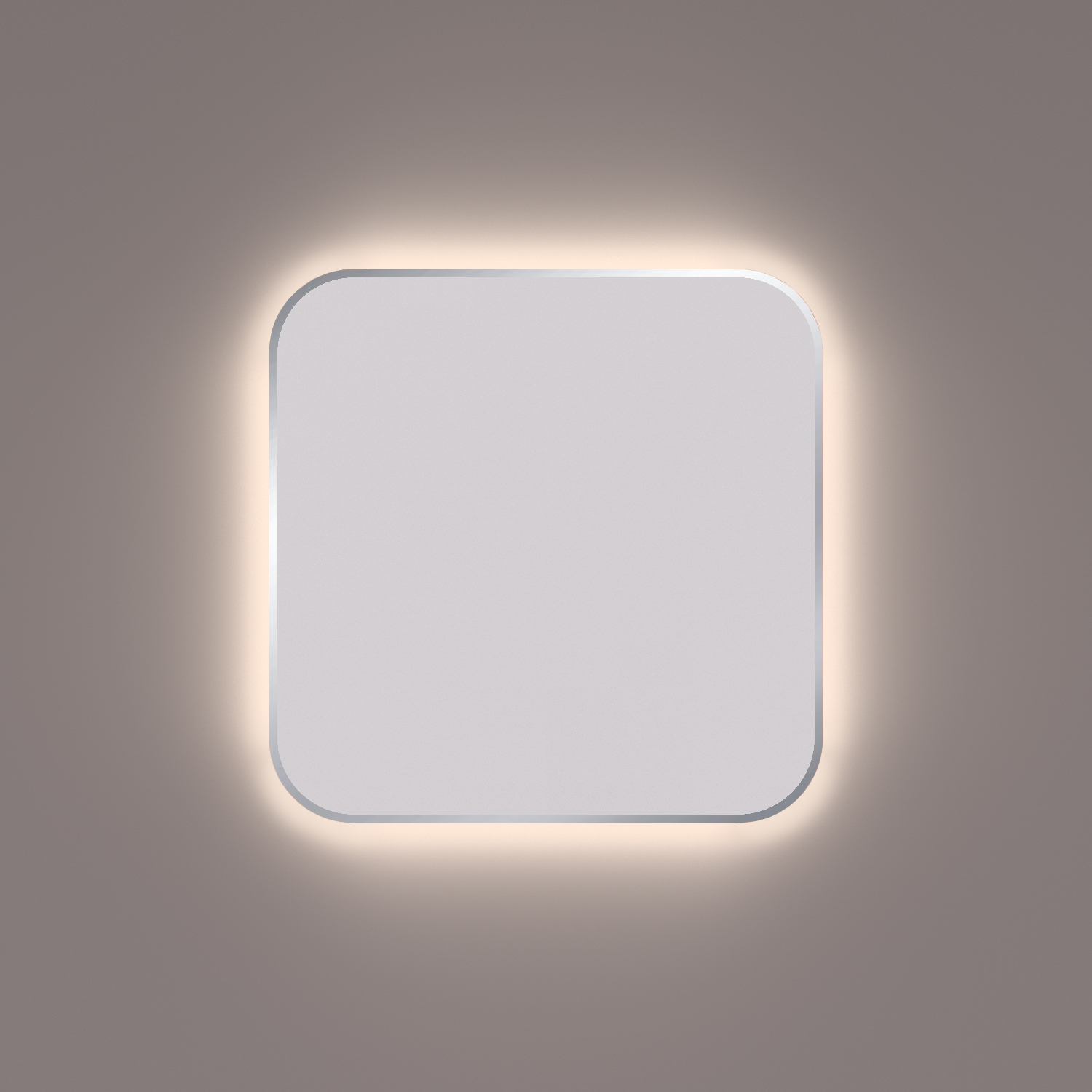 Hipp Design Toiletspiegel  SPM T06 Rechthoek 35x35 cm Met Afgeronde Hoeken En Verlichting Gepolijst RVS
