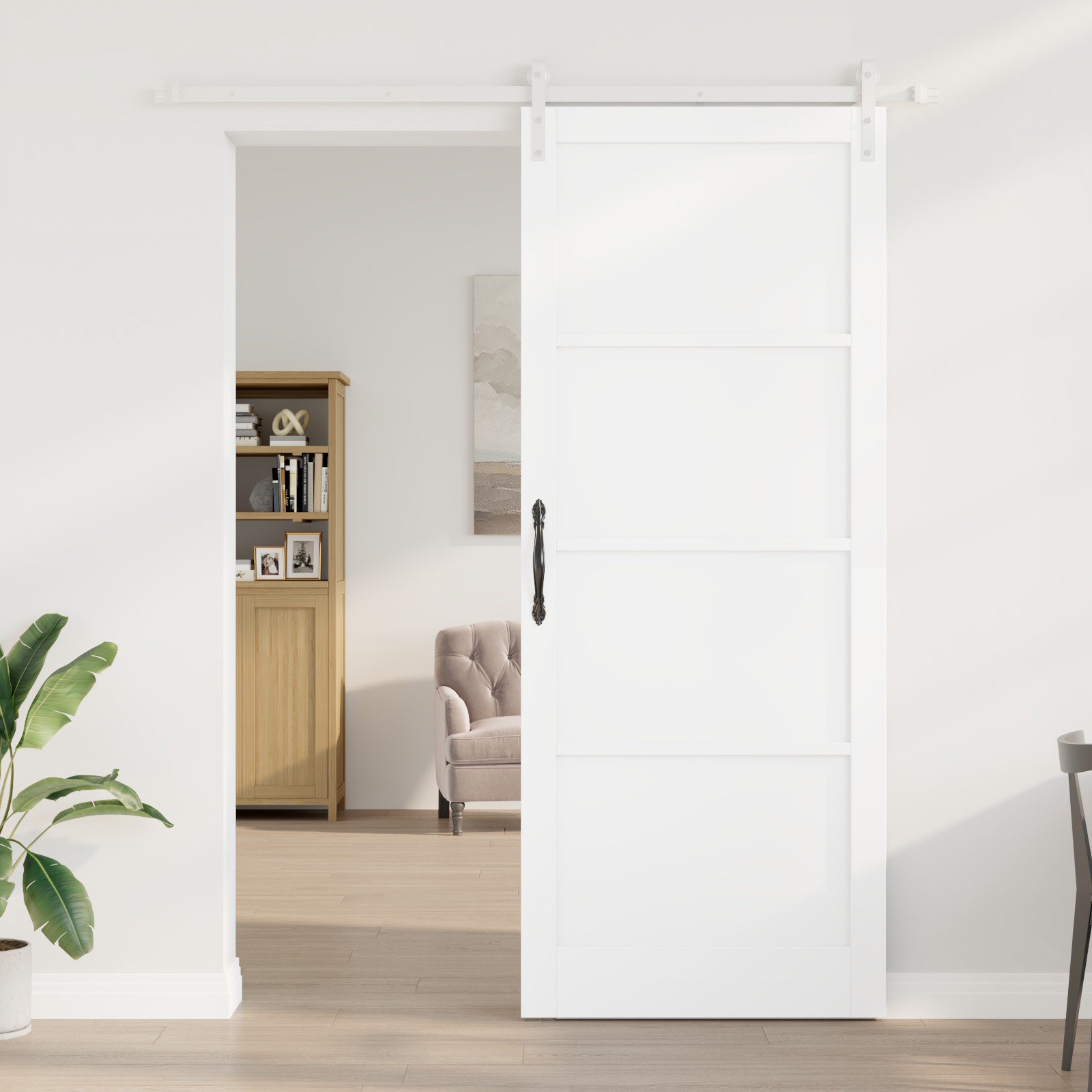 vidaXL Schuifdeur met beslag 93x232 cm massief grenenhout wit