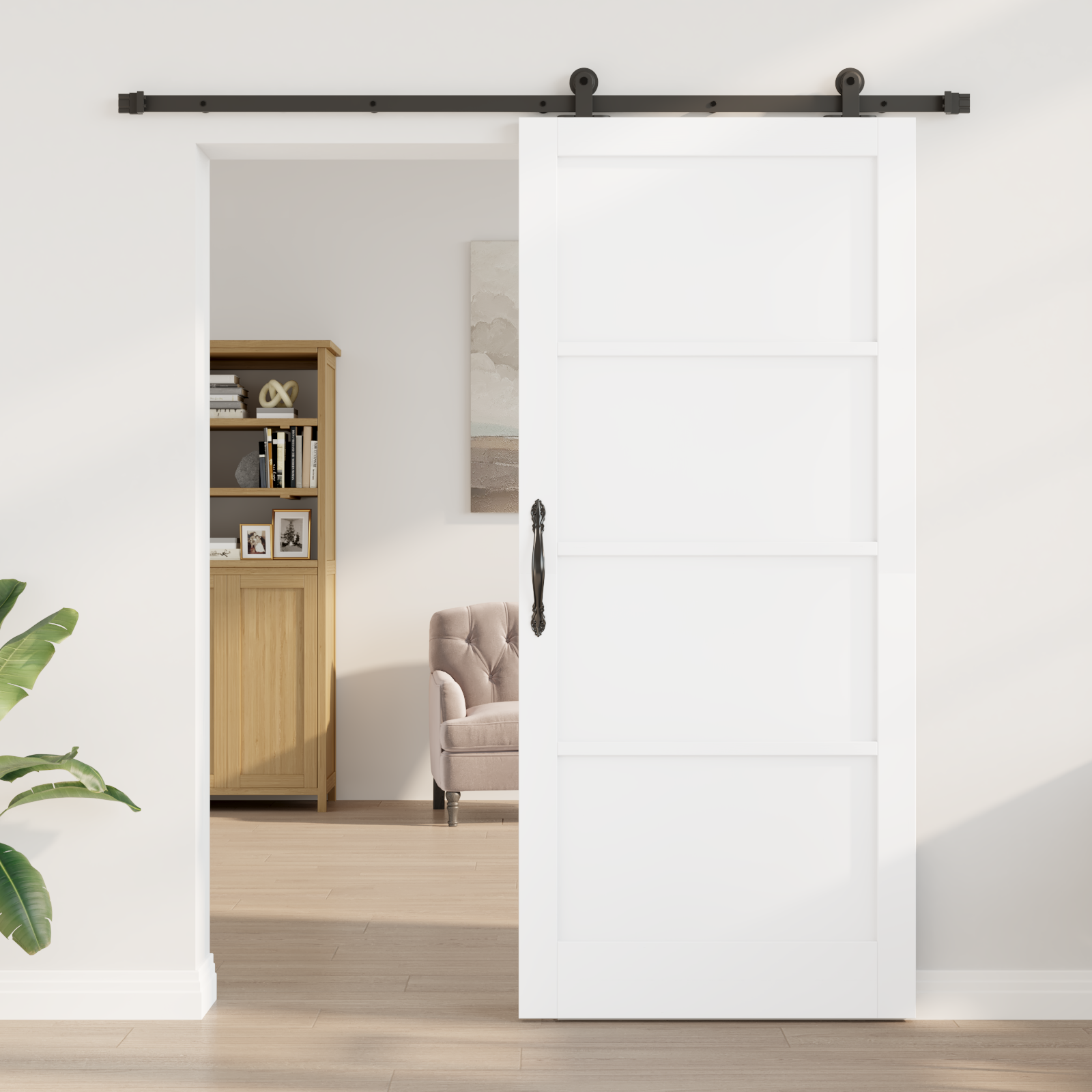 vidaXL Glijdende Deur met Bevestigingsset Wit 93x211 cm Massief Hout Den