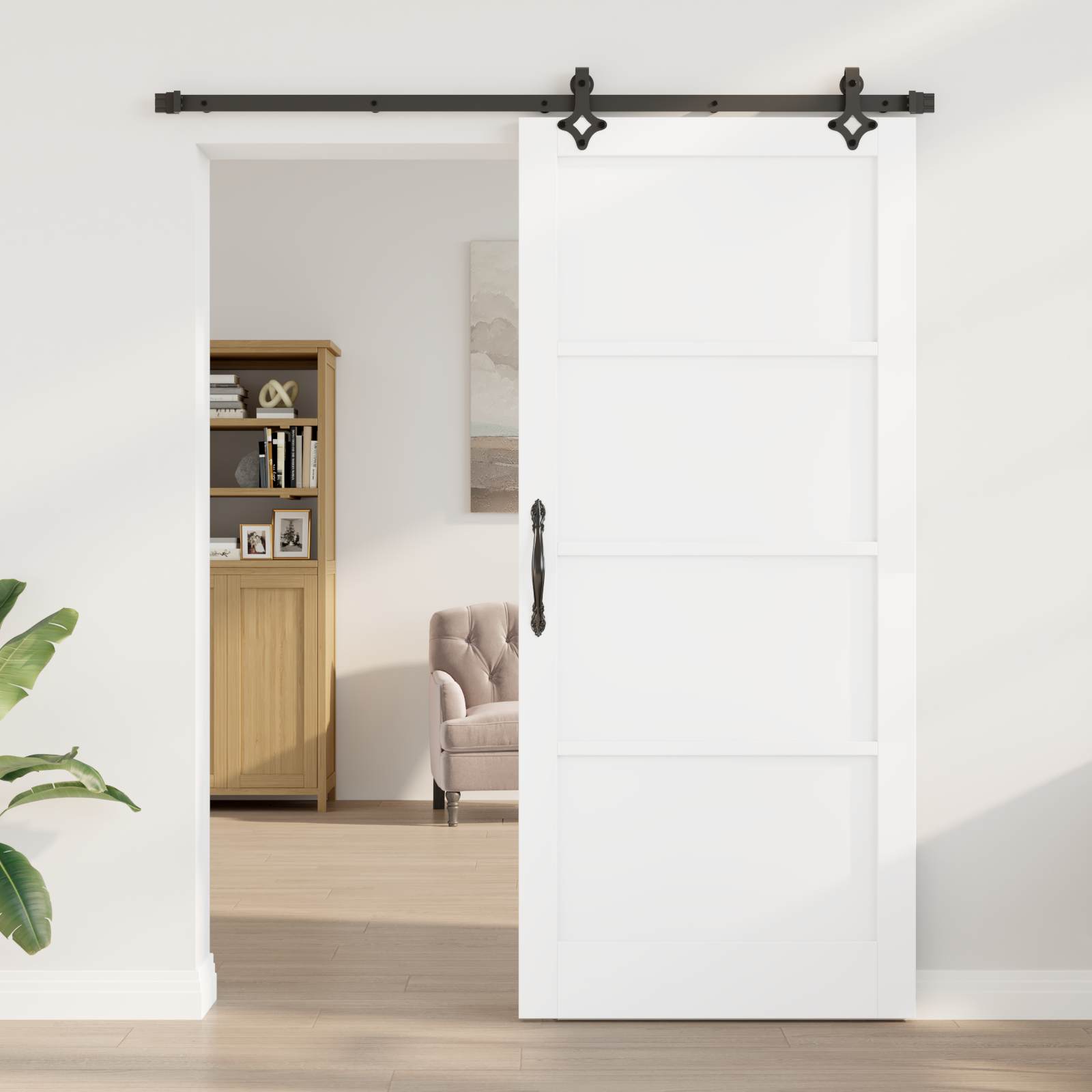 vidaXL schuifdeur met beslag 93x211 cm massief grenenhout wit