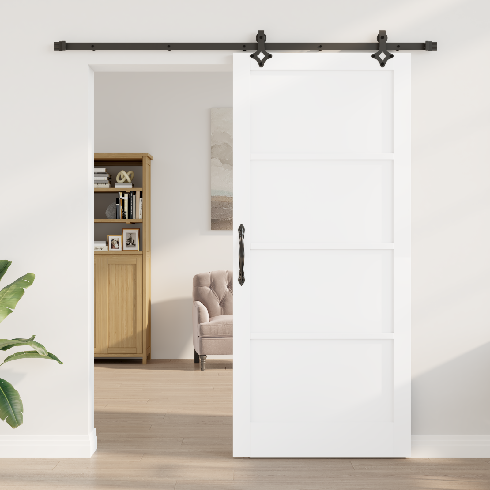 vidaXL Schuifdeur met beslag 93x211 cm massief grenenhout wit