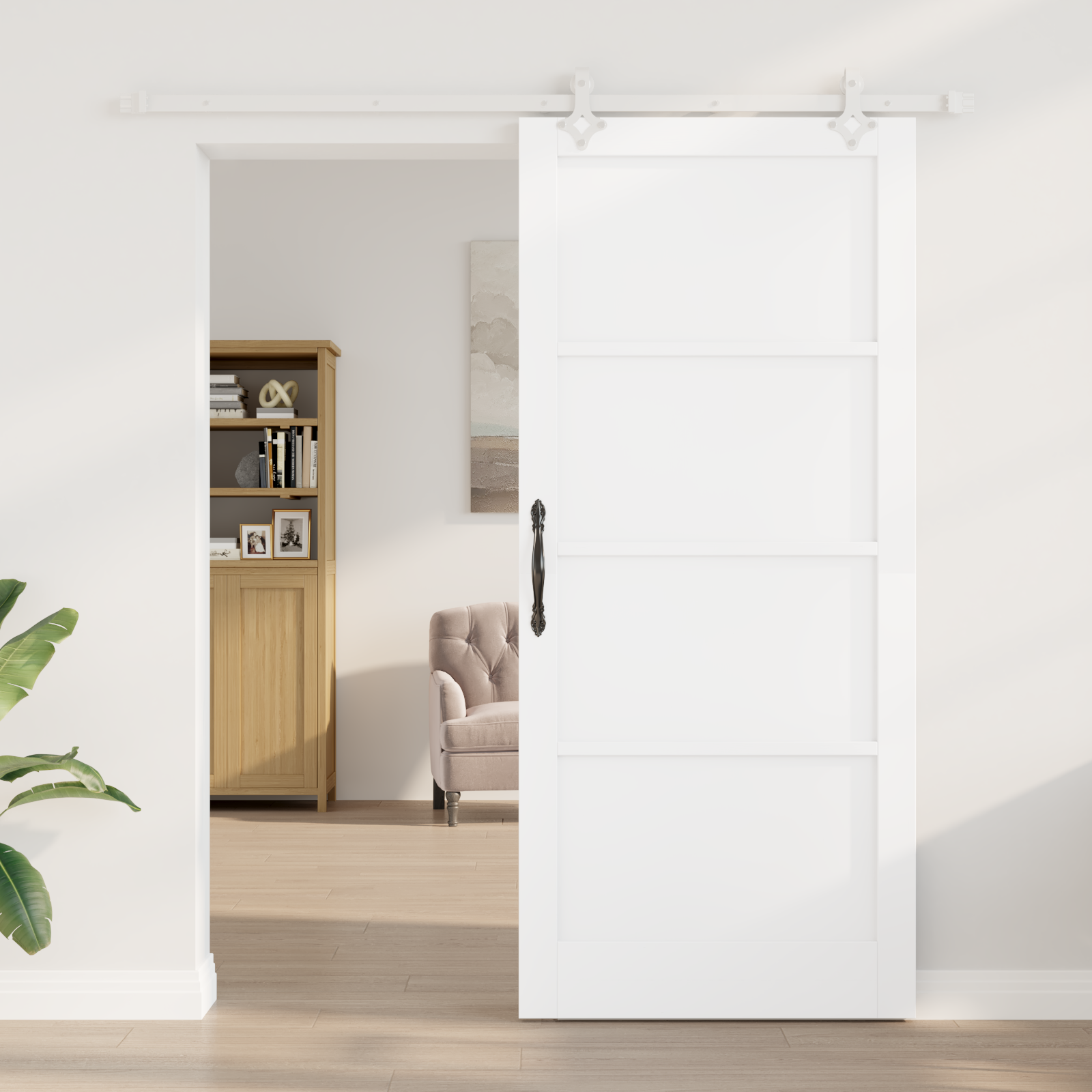 vidaXL Schuifdeur met beslag 93x211 cm massief grenenhout wit