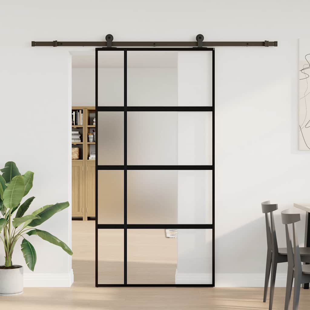 vidaXL Schuifdeur met beslag 102,5x205 cm gehard glas en aluminium