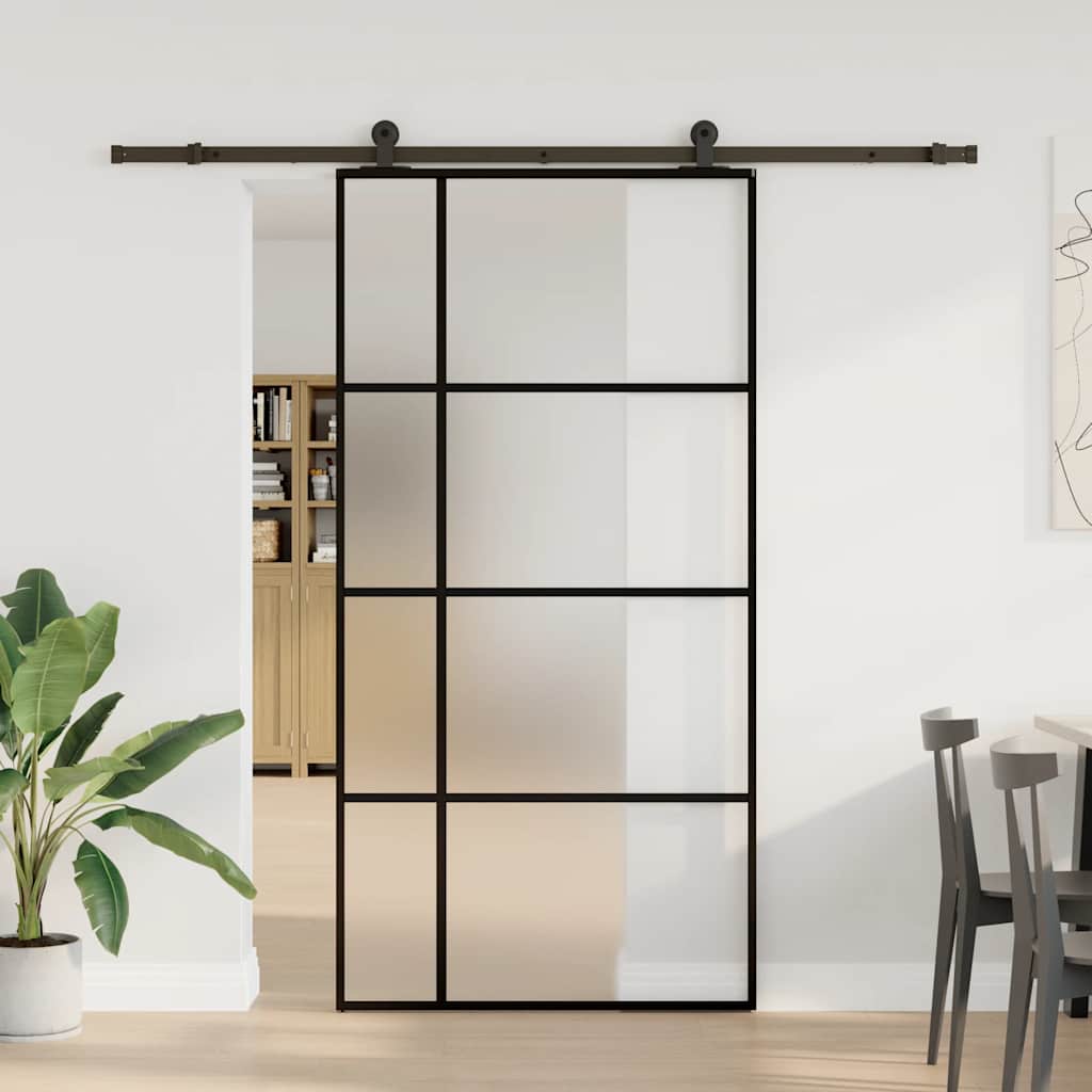 vidaXL Schuifdeur met beslag 102,5x205 cm ESG-glas en aluminium