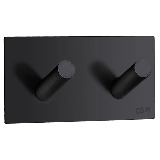 Smedbo Beslagsboden Handdoekhouder - 9x4.5x3.2cm - zelfklevend - RVS Mat Zwart BB1093