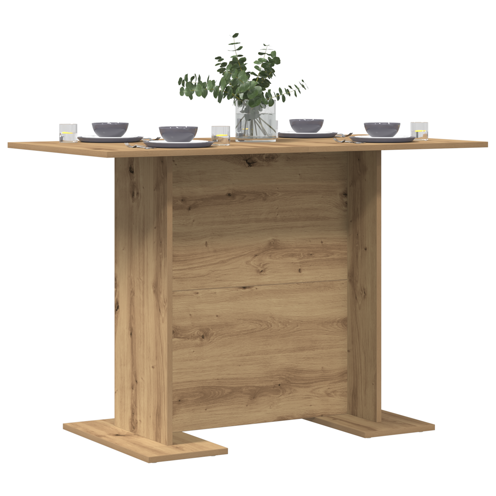 vidaXL Eettafel 110x60x75 cm bewerkt hout artisanaal eiken