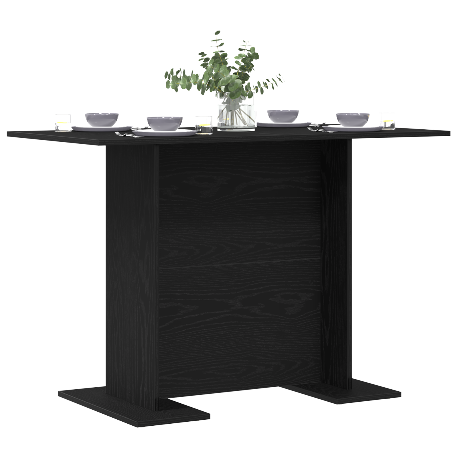 vidaXL Eettafel 110x60x75 cm bewerkt hout zwart eikenkleurig