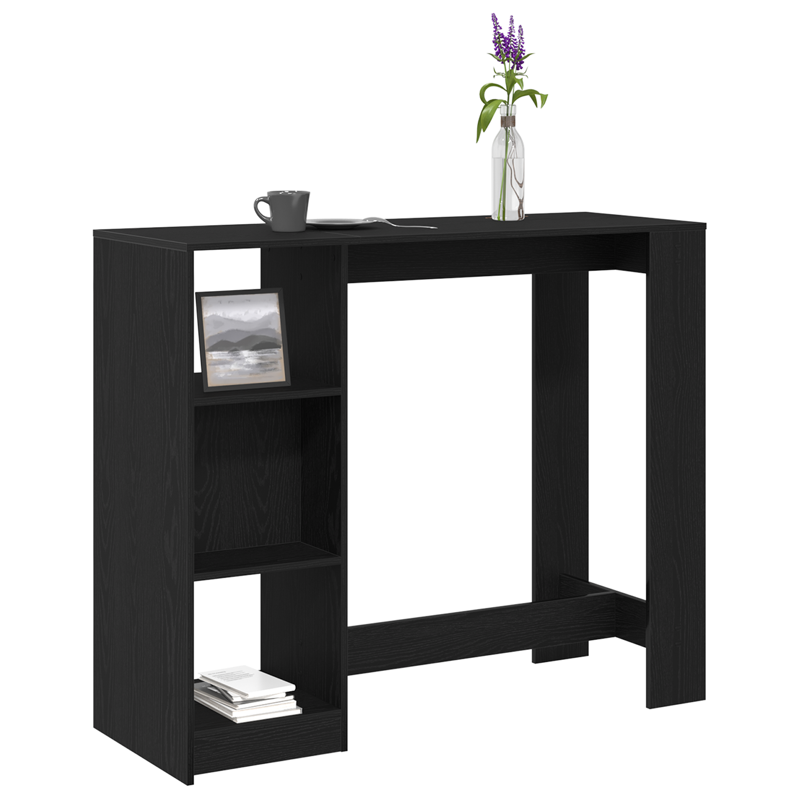 vidaXL Bartafel met schap102,5x46x103,5 cm bewerkt hout zwart eiken
