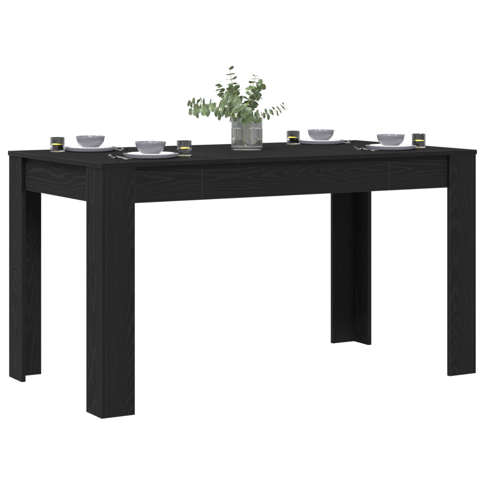 vidaXL Eettafel Zwart Eiken 140x74,5x76 cm Geengineerd Hout