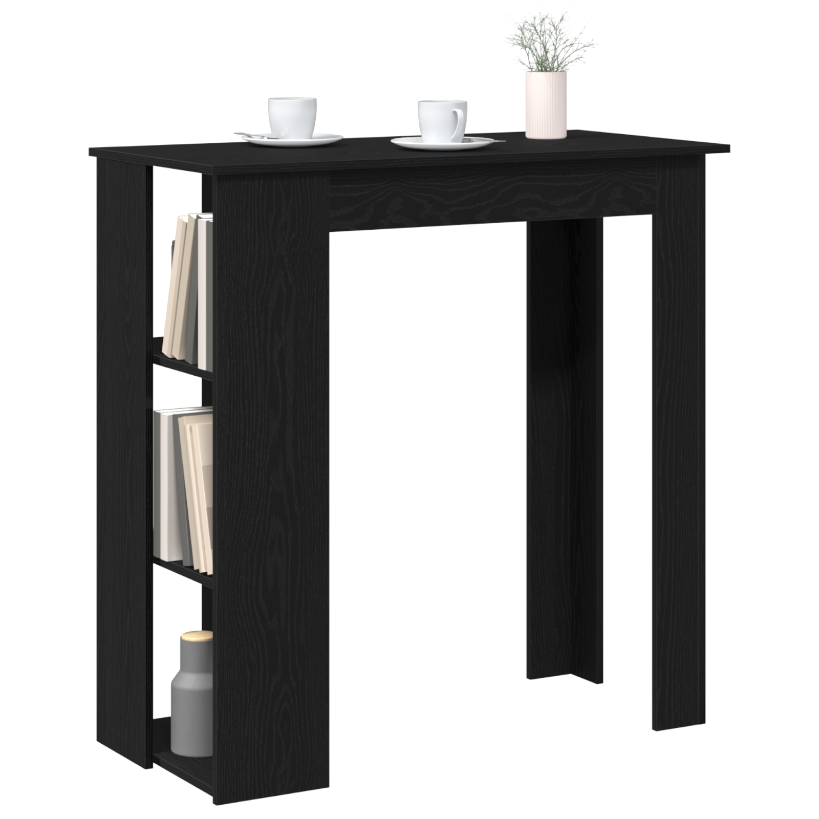 vidaXL Bartafel met Plank - Zwart Eiken, 102x50x103,5 cm, Gemaakt van Samengesteld Hout