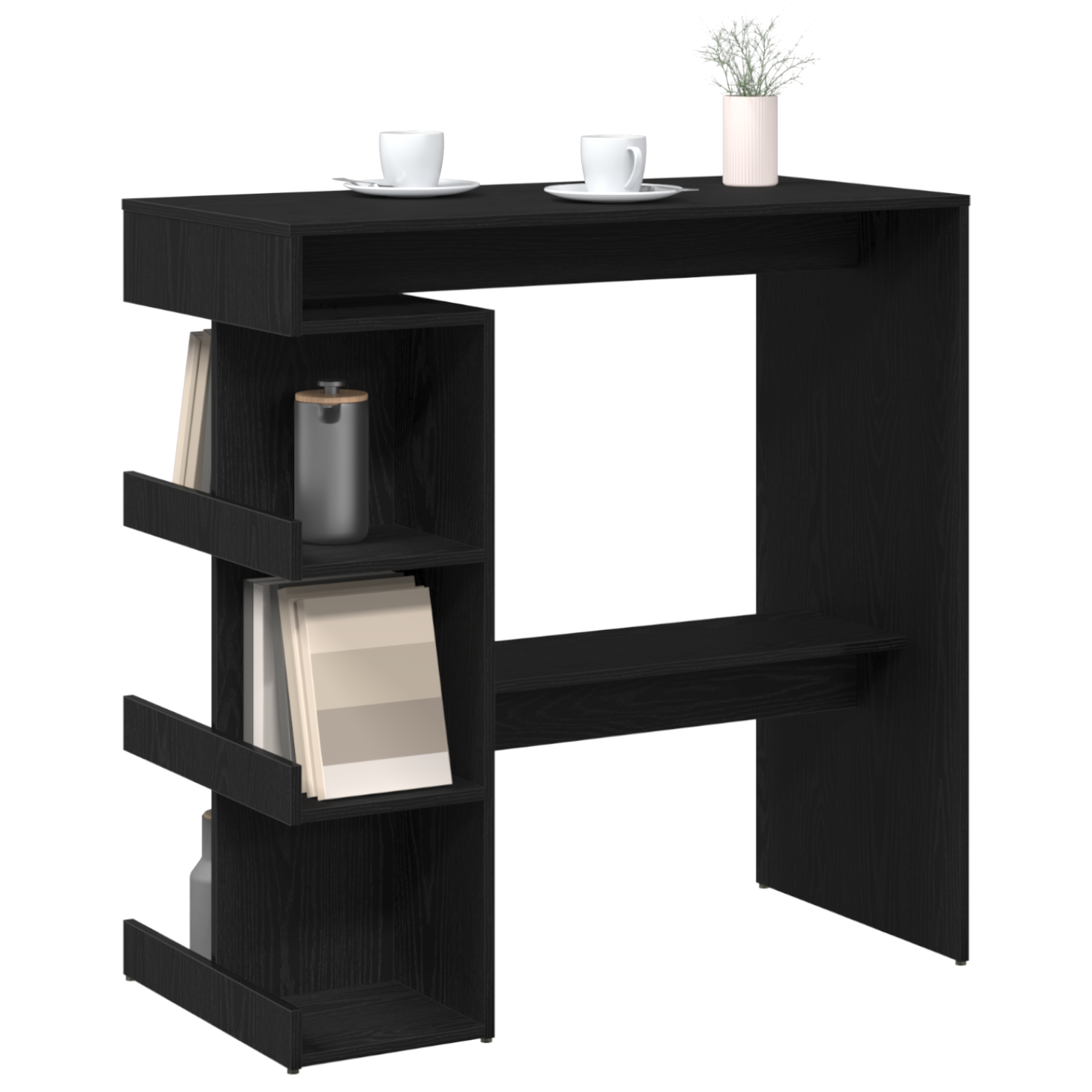 vidaXL Bartafel met opslagrek, 100x50x101,5 cm zwart eikenkleurig