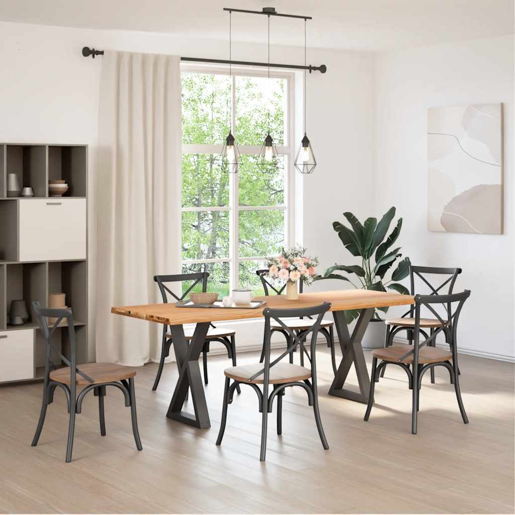 vidaXL Eettafel met natuurlijke rand 220x80x74 cm eikenhout lichtbruin