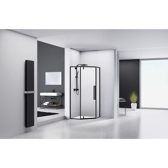 Van Rijn Products ST04 Vijfhoek - 98x200cm - helder glas - dikte 6mm - zwart ST041000100KP
