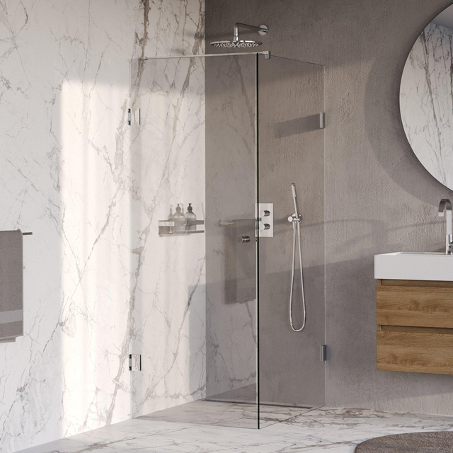 Brauer Void Carving Douchecabine - 90x100x200cm - draaideur - glascoating - omkeerbaar - helder glas - Chroom GS-VOCC1H90100200CE