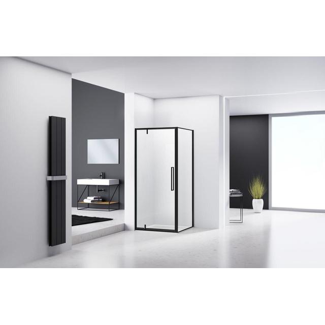 Van Rijn Products ST04 Hoekcabine - 90x90x200cm - helder glas - dikte 6mm - zwart ST0415090KP