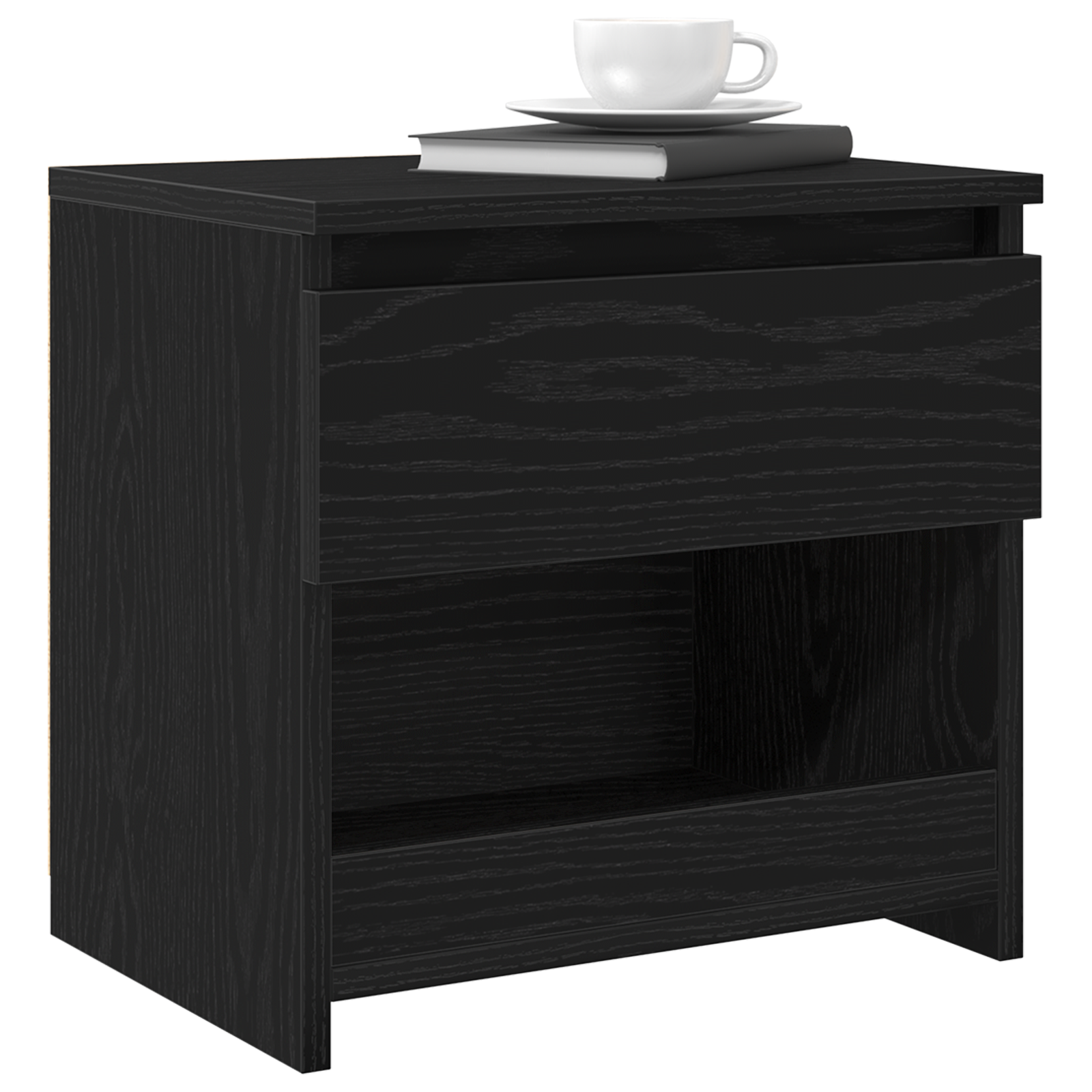 vidaXL Nachtkastje Zwart Eiken 40x30x39 cm Bewerkt Hout