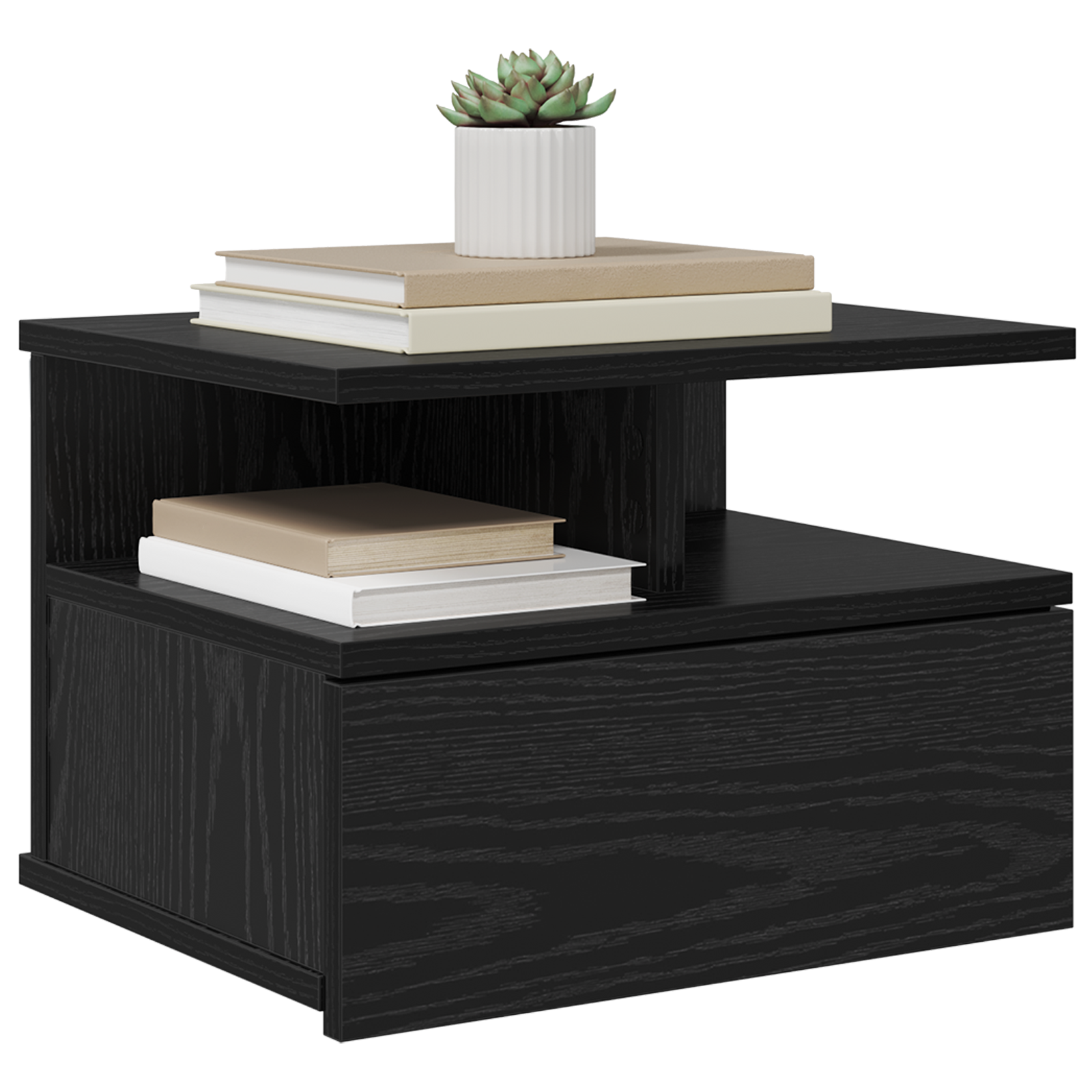 vidaXL Floating Nachtkastje Zwart Eiken 40x31x27 cm Bewerkt Hout