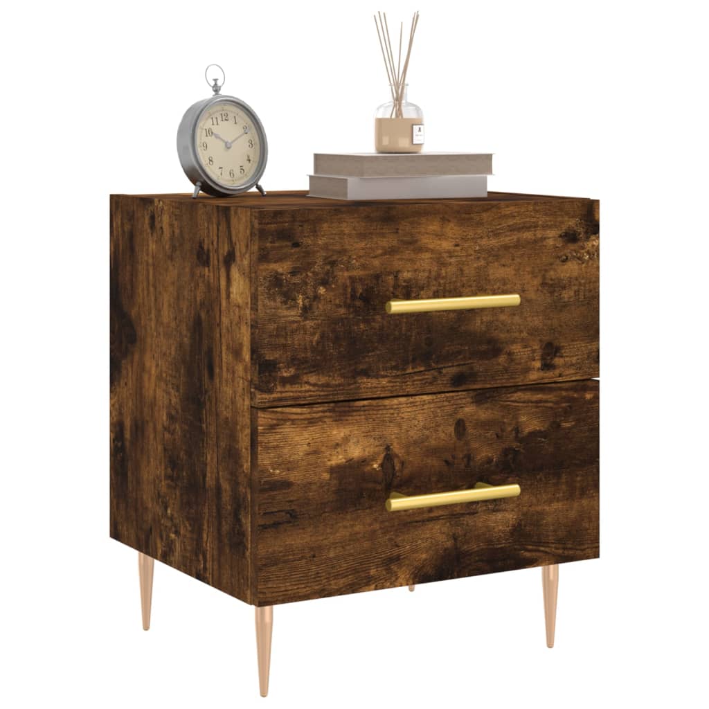 vidaXL Nachtkastje 40x35x47,5 cm bewerkt hout gerookt eikenkleurig
