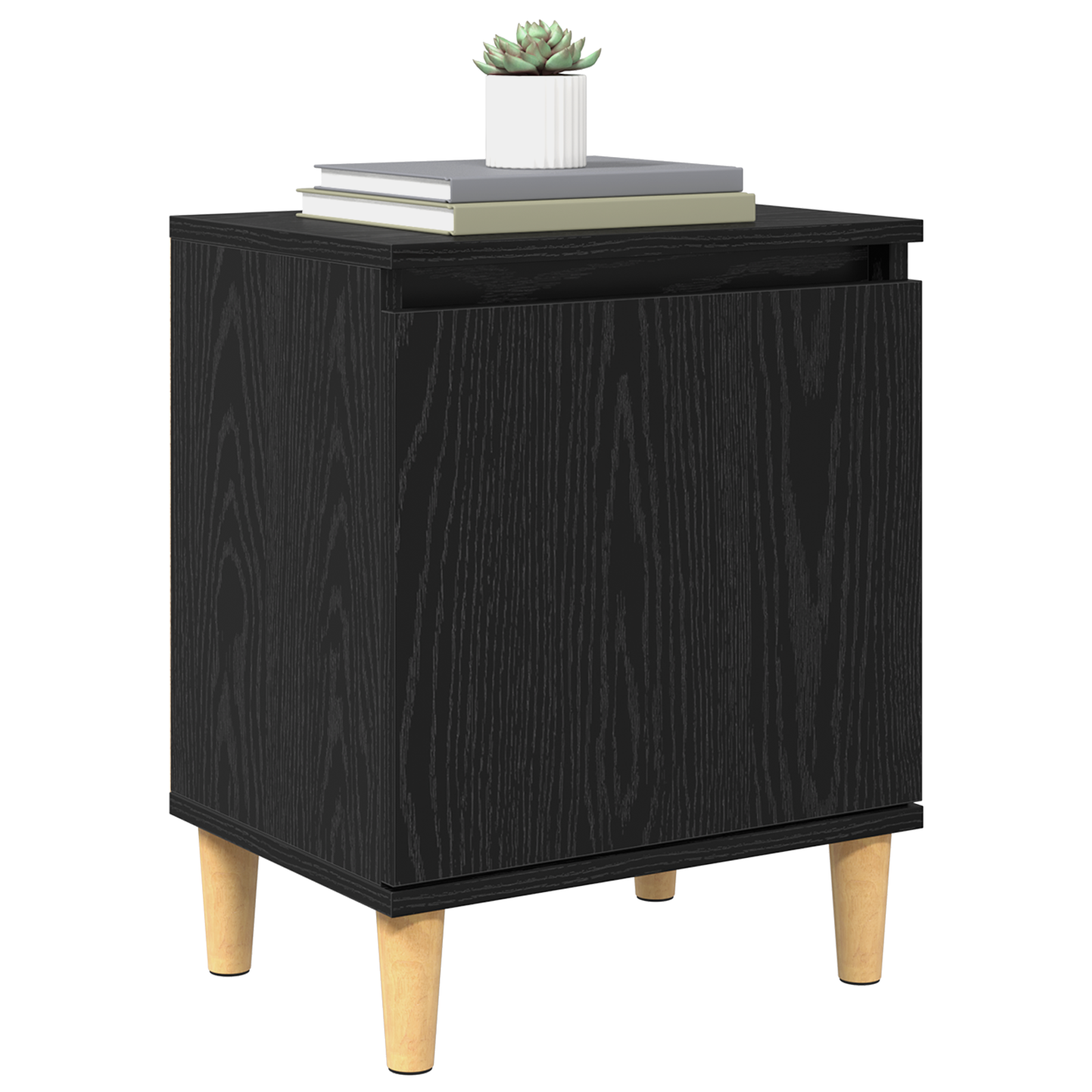 vidaXL Zwart Eiken Nachtkastje Zwart eiken Hout 40 x 30 x 50 cm Duurzaam