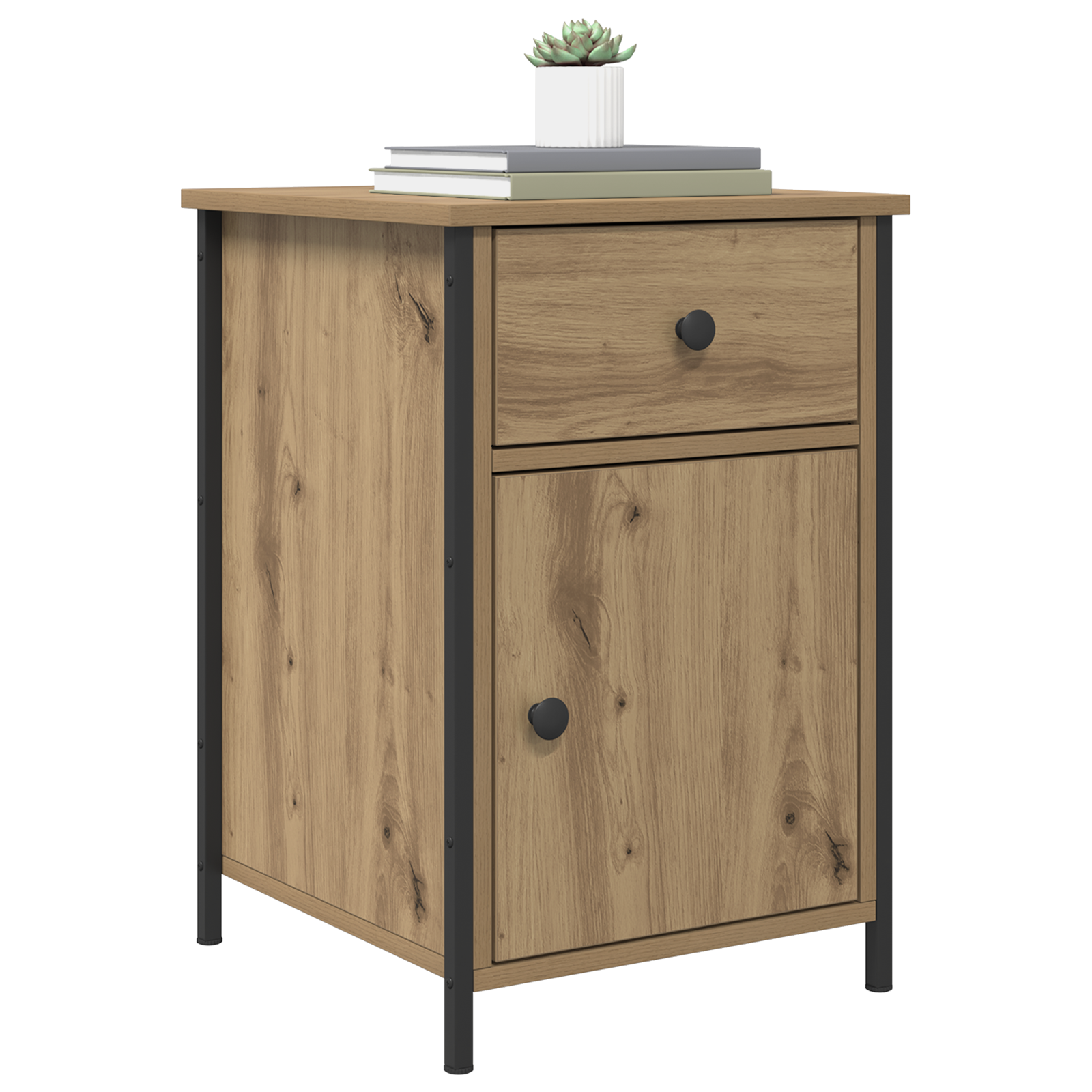 vidaXL Nachtkastje Ambachtelijk Eiken 40x42x60 cm Bewerkt Hout