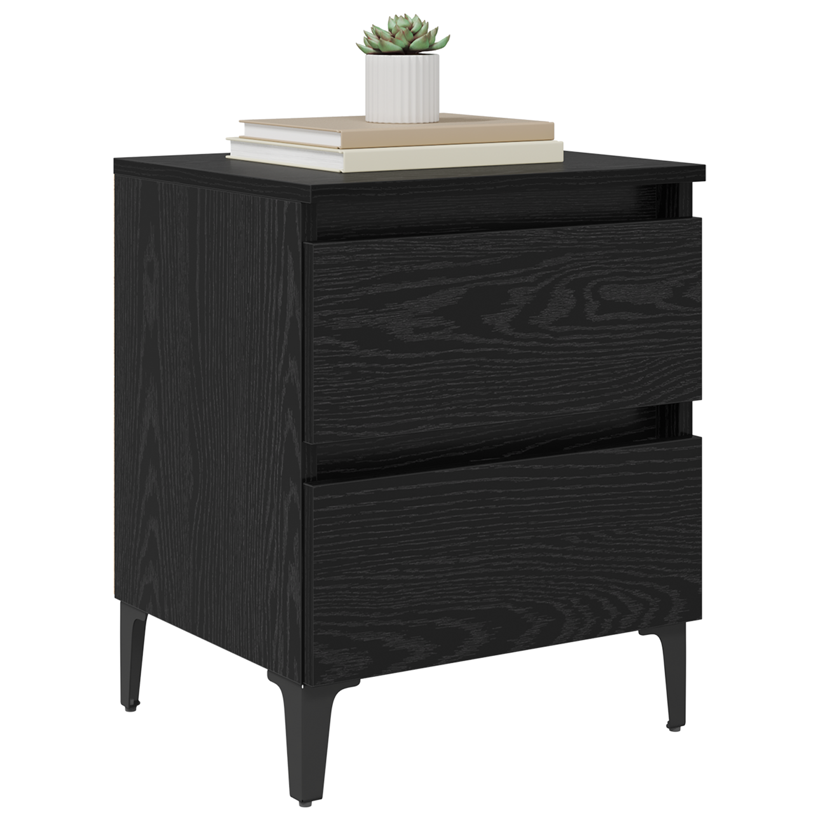 vidaXL Bedkast Zwart Eiken 40x35x50 cm Hout