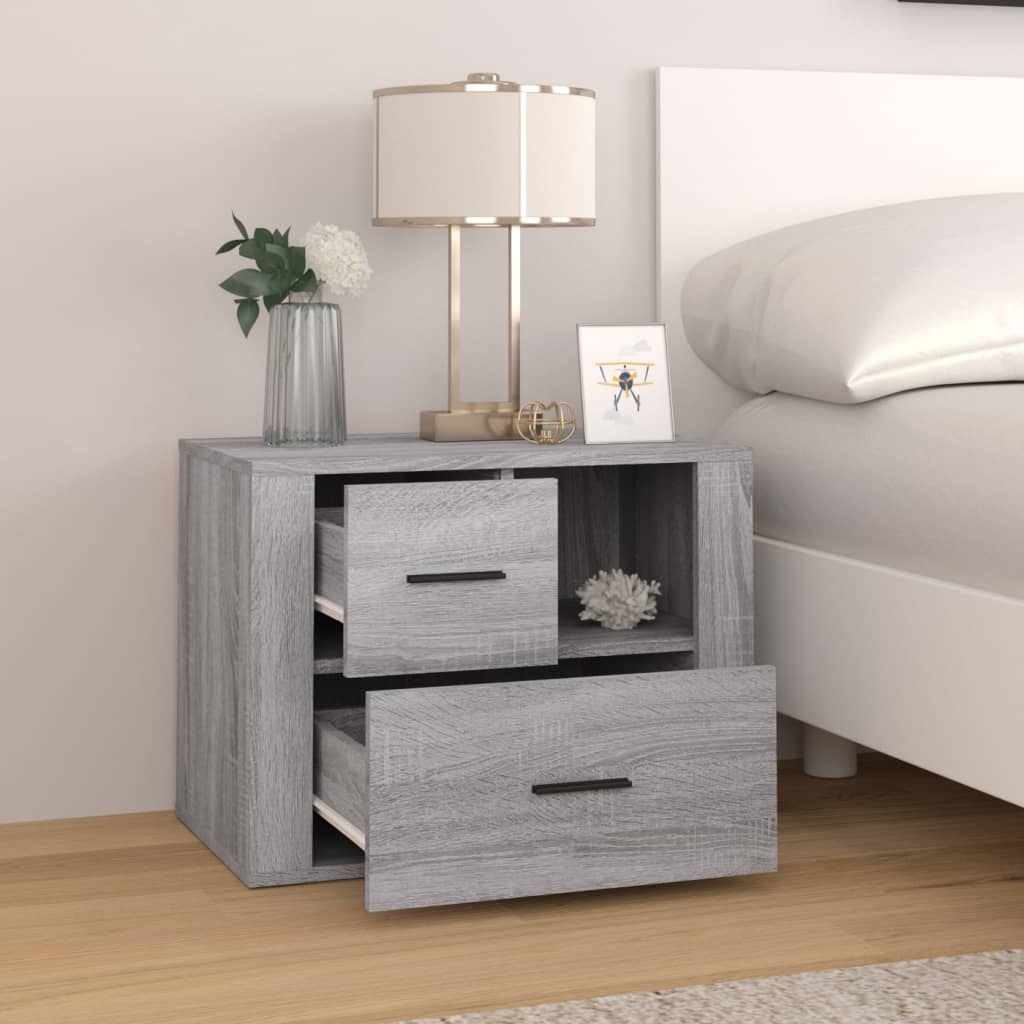 vidaXL Nachtkastje 60x36x45 cm bewerkt hout grijs sonoma eikenkleurig