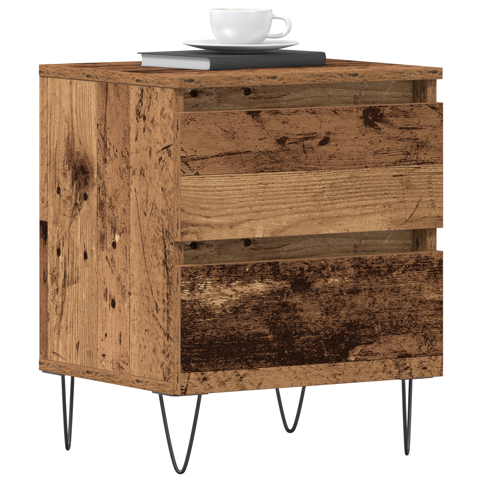 vidaXL Nachtkastje 40x35x50 cm bewerkt hout oud houtkleurig