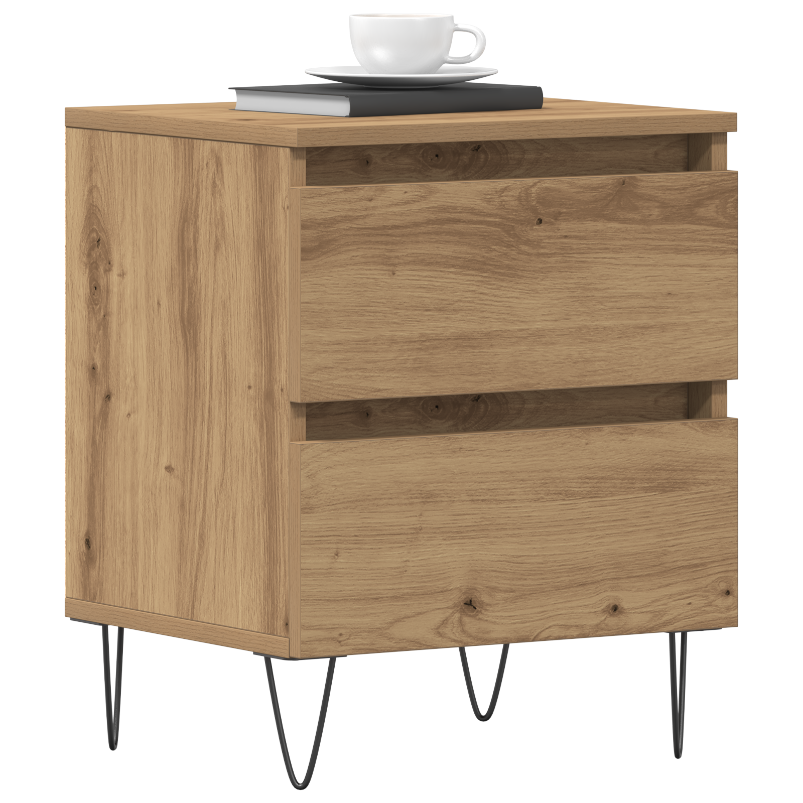 vidaXL Nachtkastje 40x35x50 cm bewerkt hout artisanaal eiken