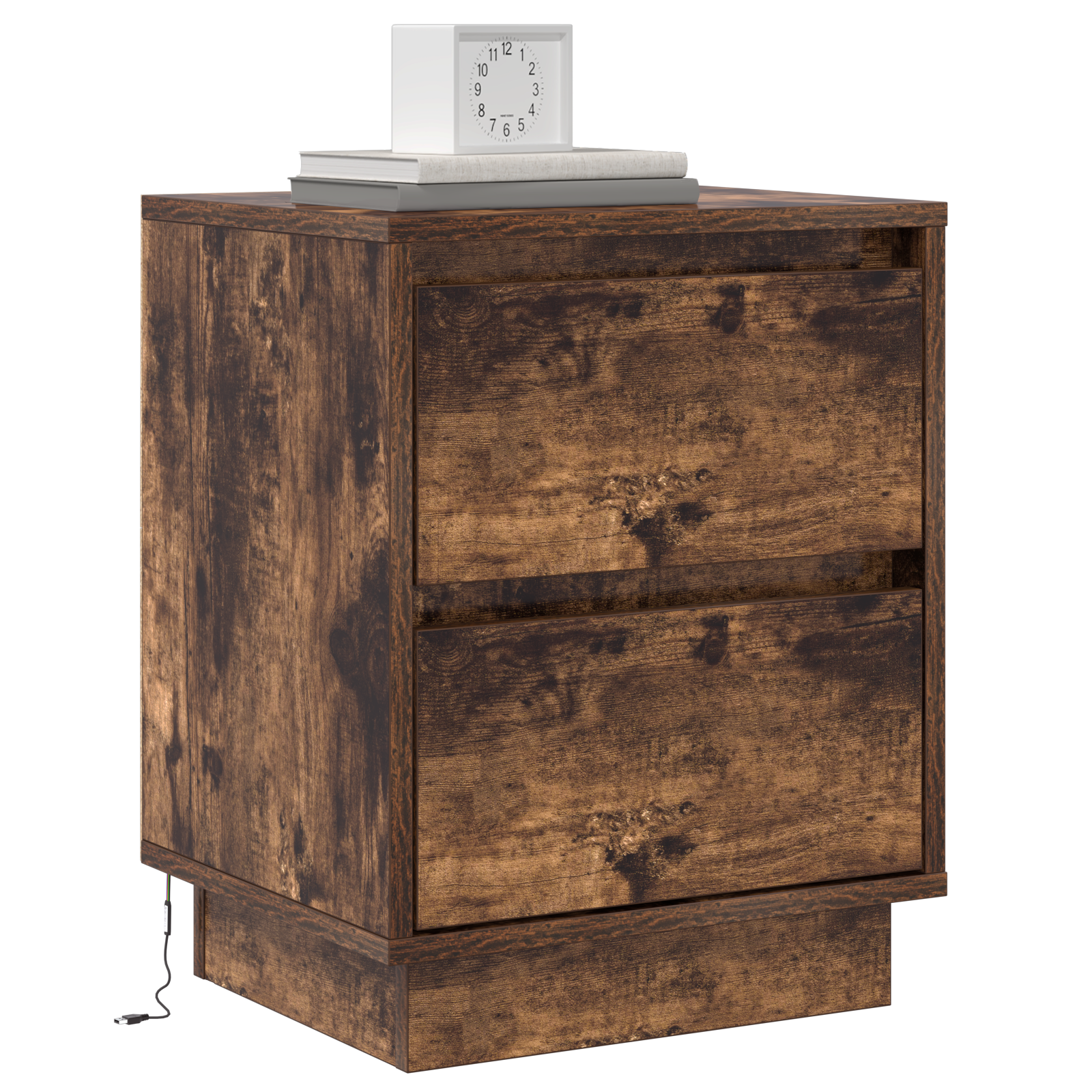 vidaXL Nachtkastje met LED-verlichting - Gerookt Eiken 39x34,5x50 cm
