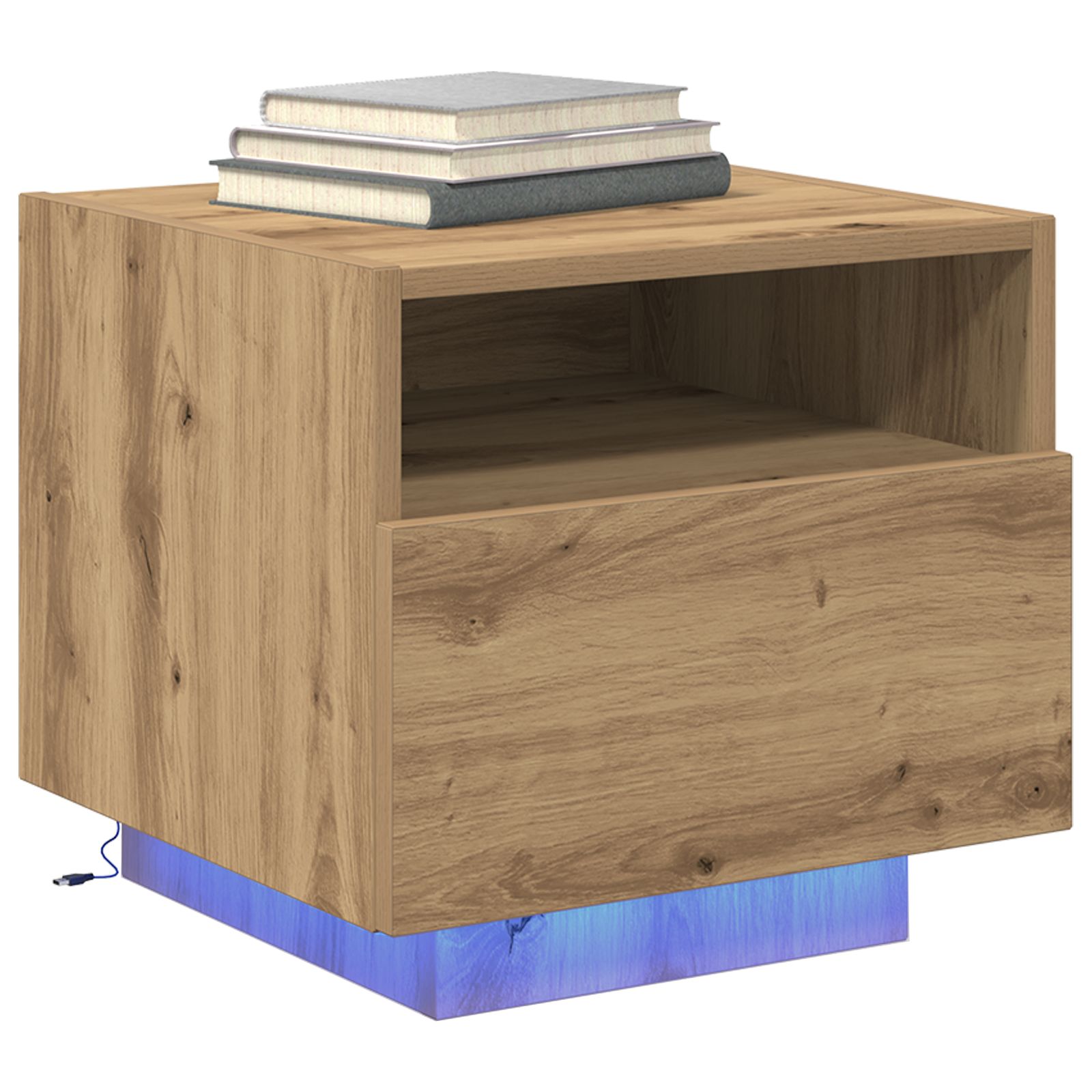 vidaXL Nachtkastje met LED-verlichting 40x39x37 cm artisanaal eiken