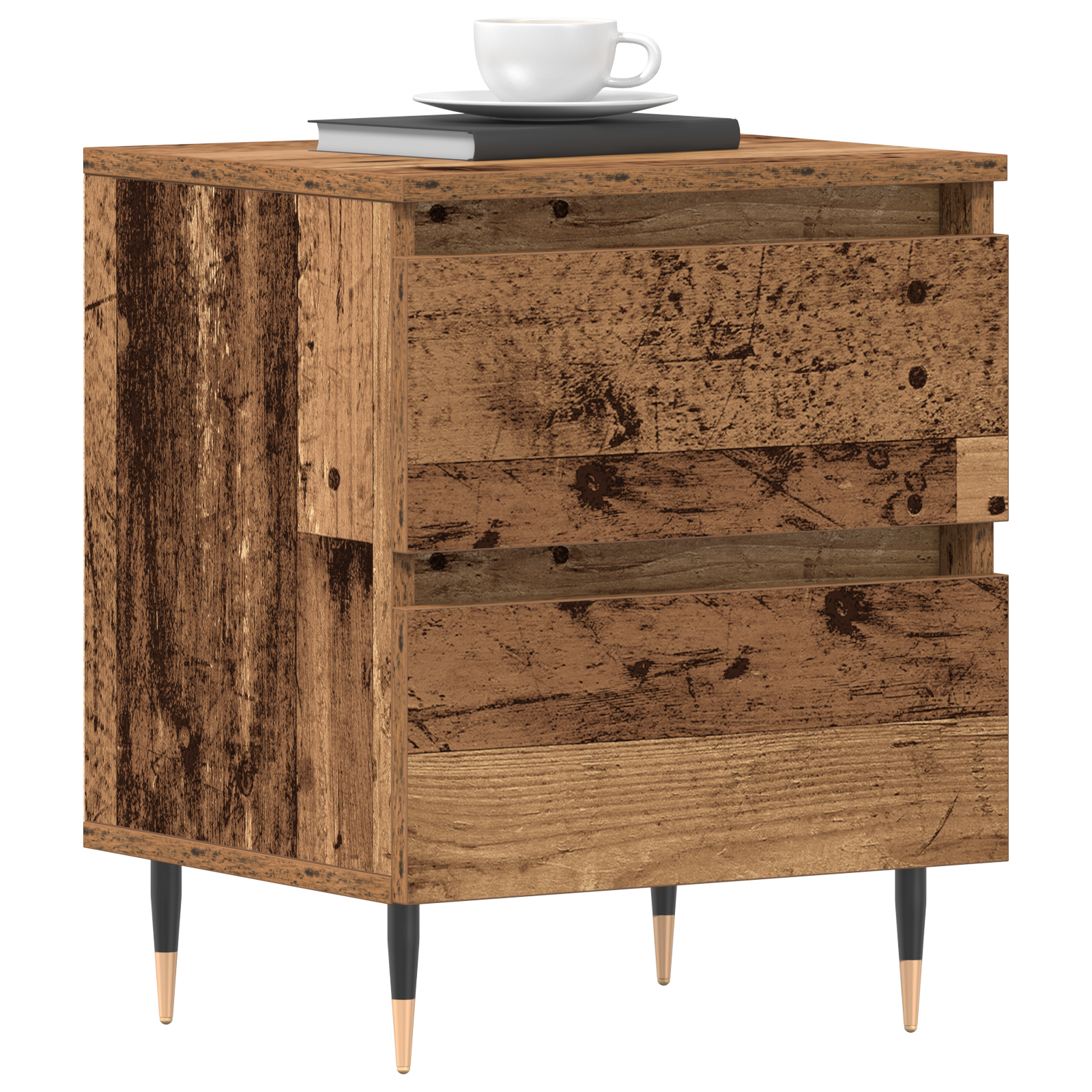 vidaXL Nachtkastje 40x35x50 cm bewerkt hout oud houtkleurig