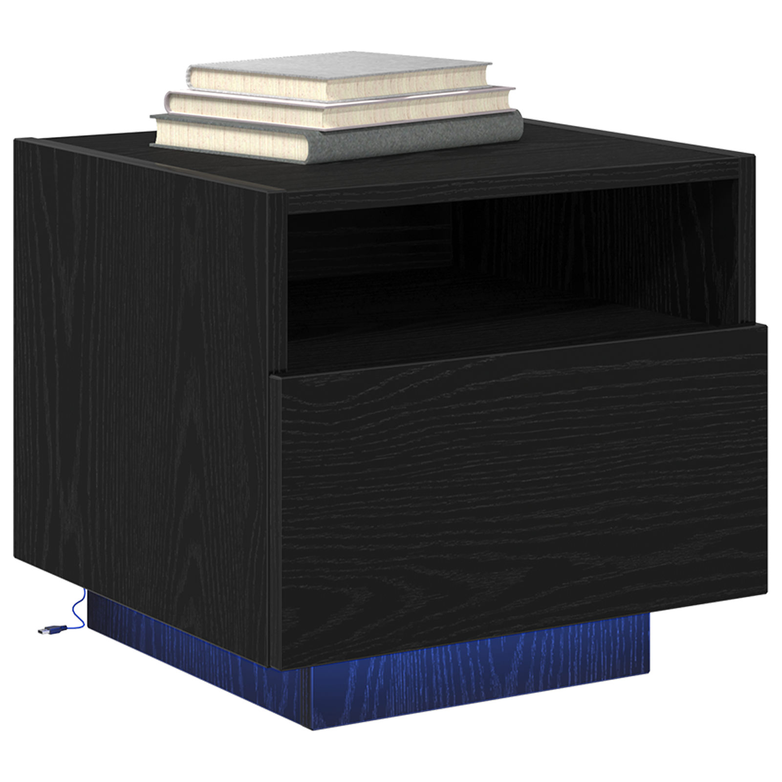 vidaXL Nachtkastje met LED-verlichting 40x39x37 cm zwart eikenkleurig