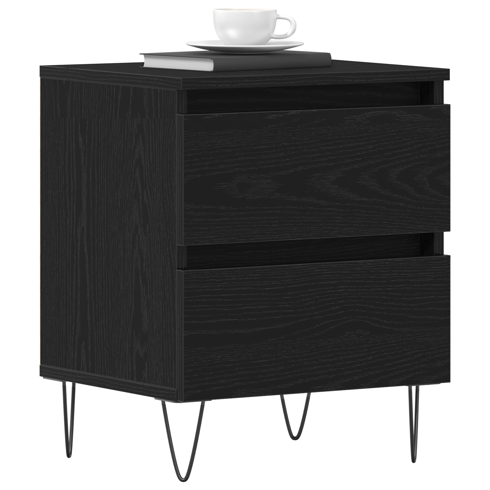 vidaXL Nachtkastje 40x35x50 cm bewerkt hout zwart eikenkleurig