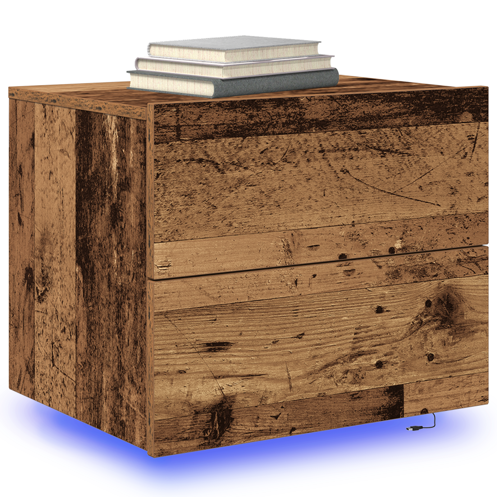 vidaXL Nachtkastje met LED wandgemonteerd 50x39x41 cm oud houtkleurig