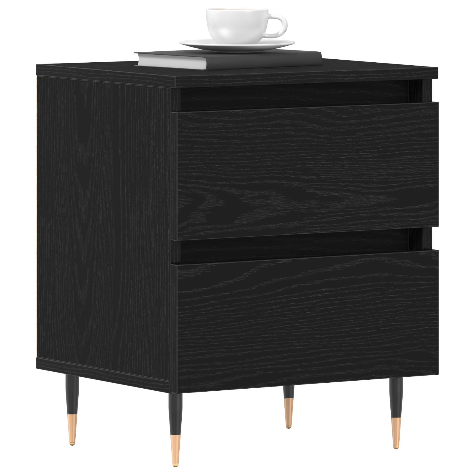 vidaXL Nachtkastje 40x35x50 cm bewerkt hout zwart eikenkleurig