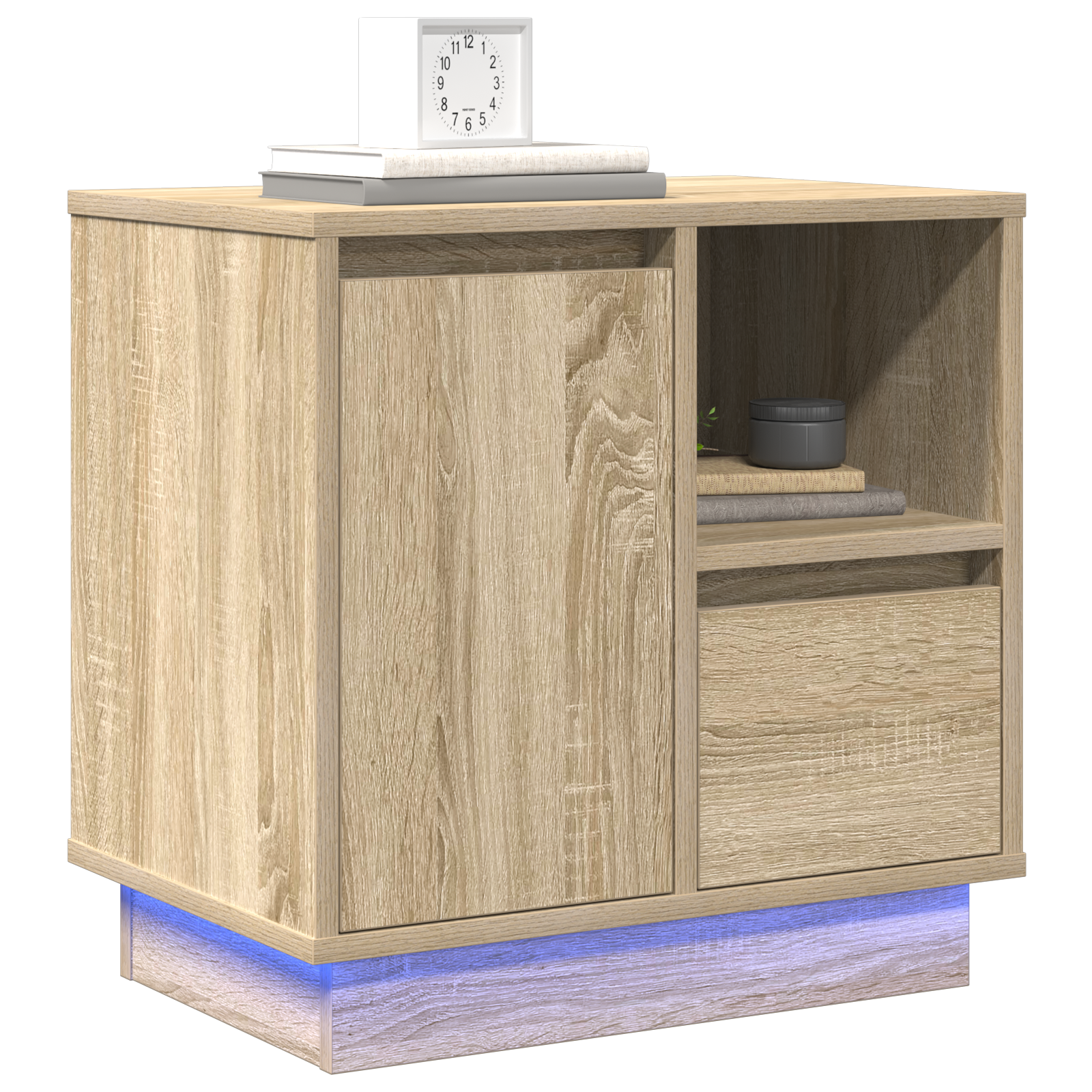 vidaXL Nachtkastje met LED's 50x34,5x50 cm sonoma eikenkleurig