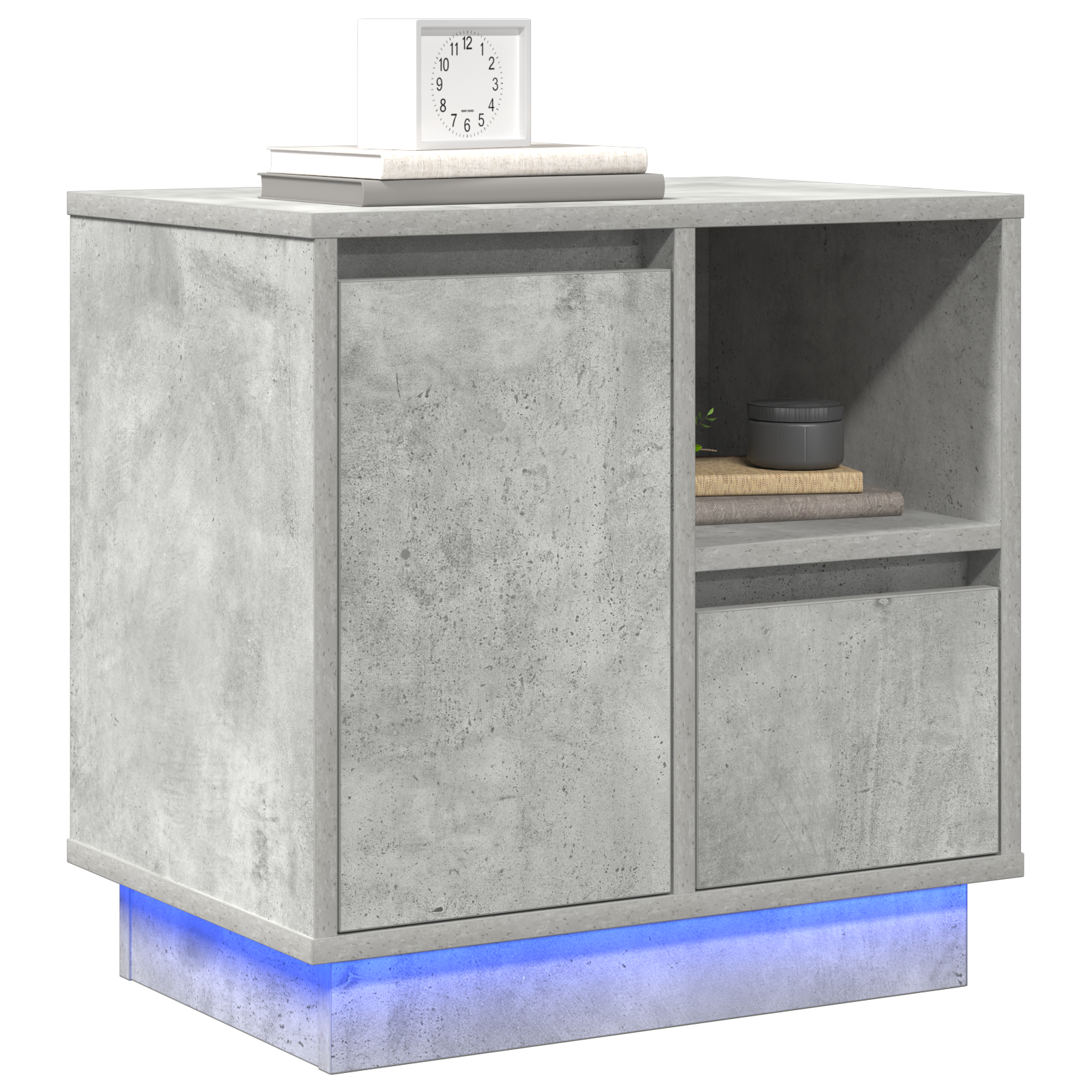 vidaXL Nachtkastje met LED's 50x34,5x50 cm betongrijs