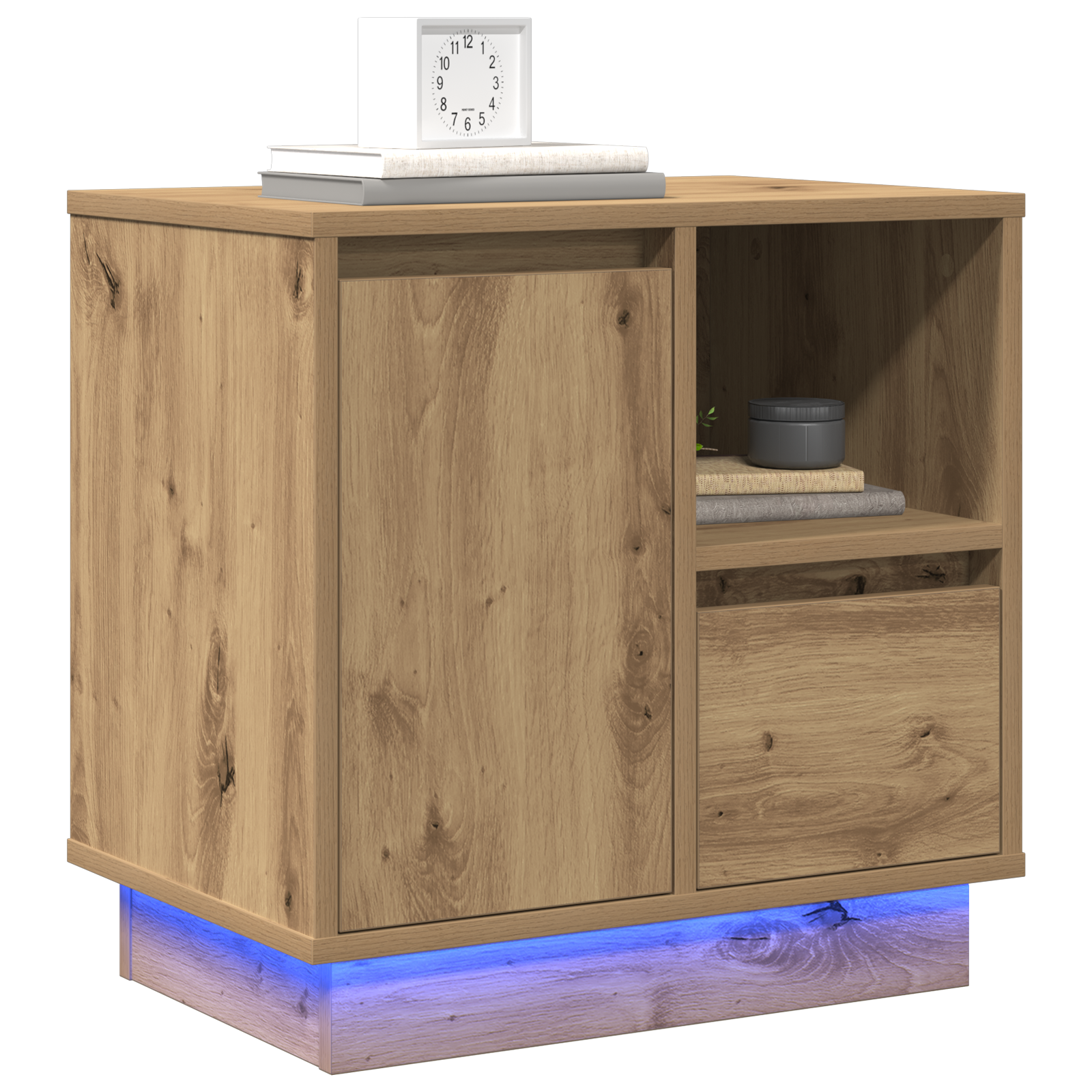 vidaXL Nachtkastje met LED's 50x34,5x50 cm artisanaal eiken