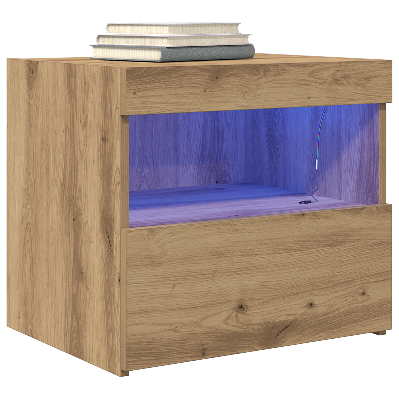 vidaXL Nachtkastje met LED-verlichting 50x40x45 cm artisanaal eiken