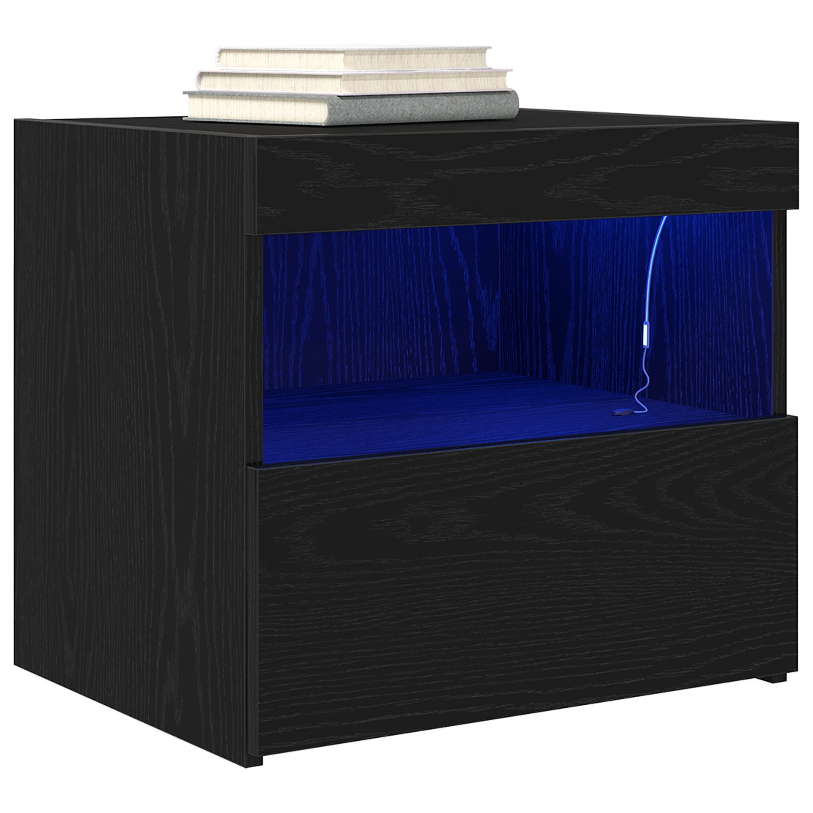 vidaXL Nachtkastje met LED-verlichting 50x40x45 cm zwart eikenkleurig