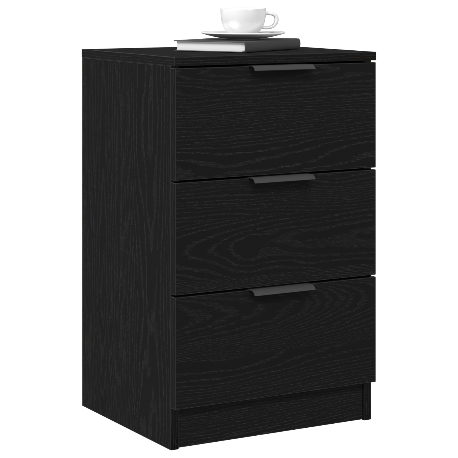vidaXL Zwarte Eiken Nachtkast - 40x65x65 cm