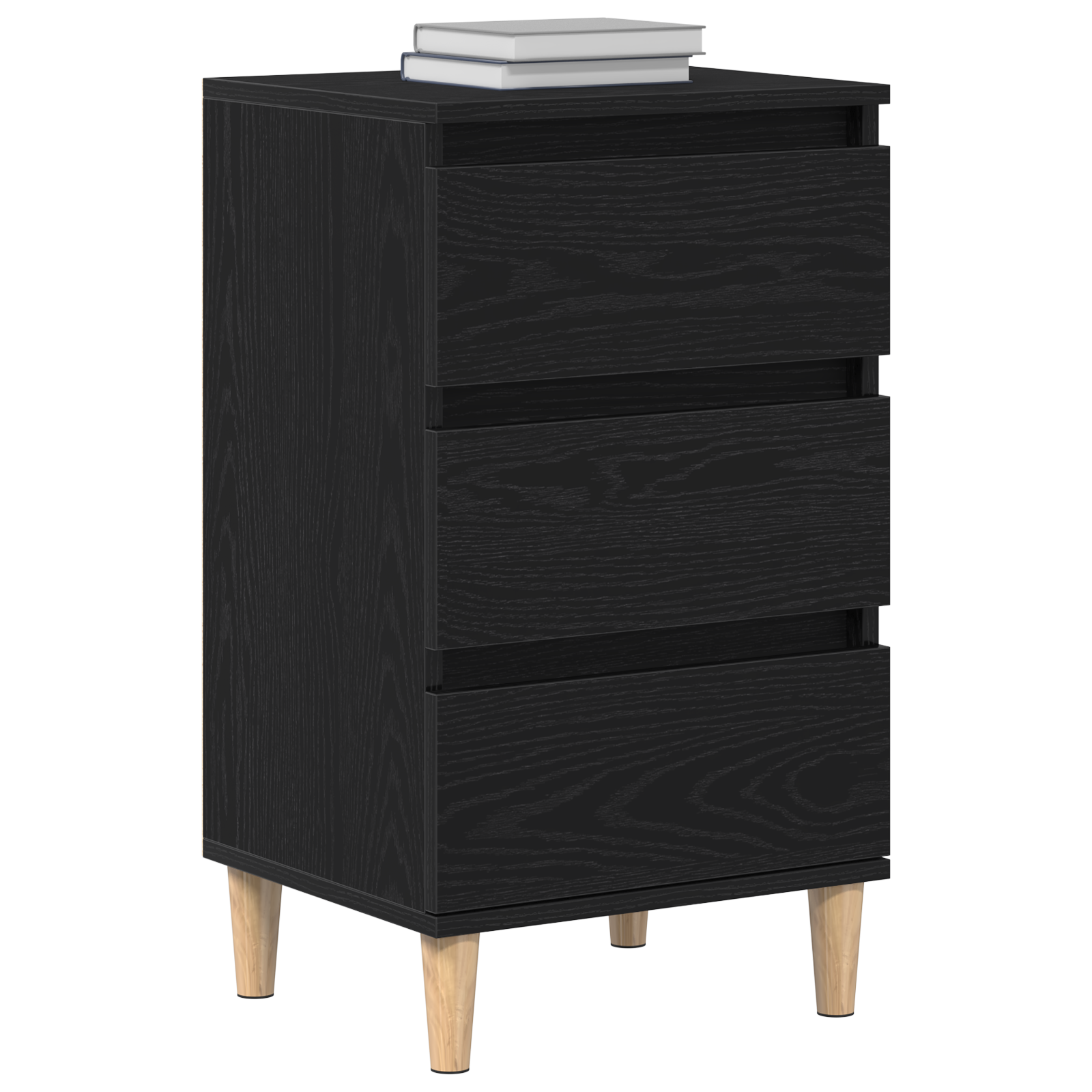 vidaXL Nachtkastje 40x35x70 cm bewerkt hout zwart eikenkleurig