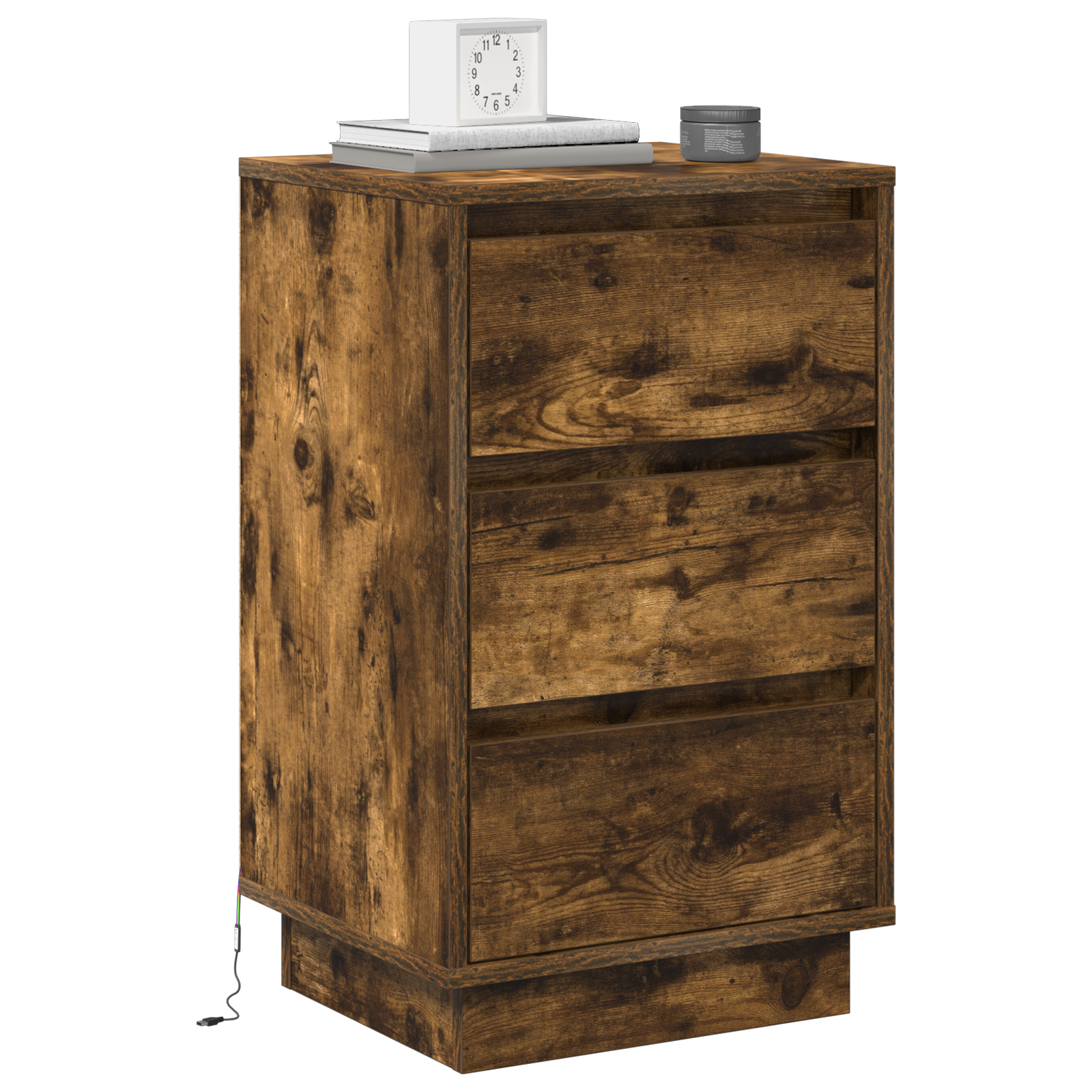 vidaXL Nachtkastje met LED in Rook Eiken 39x34.5x65 cm Gemaakt van Hout